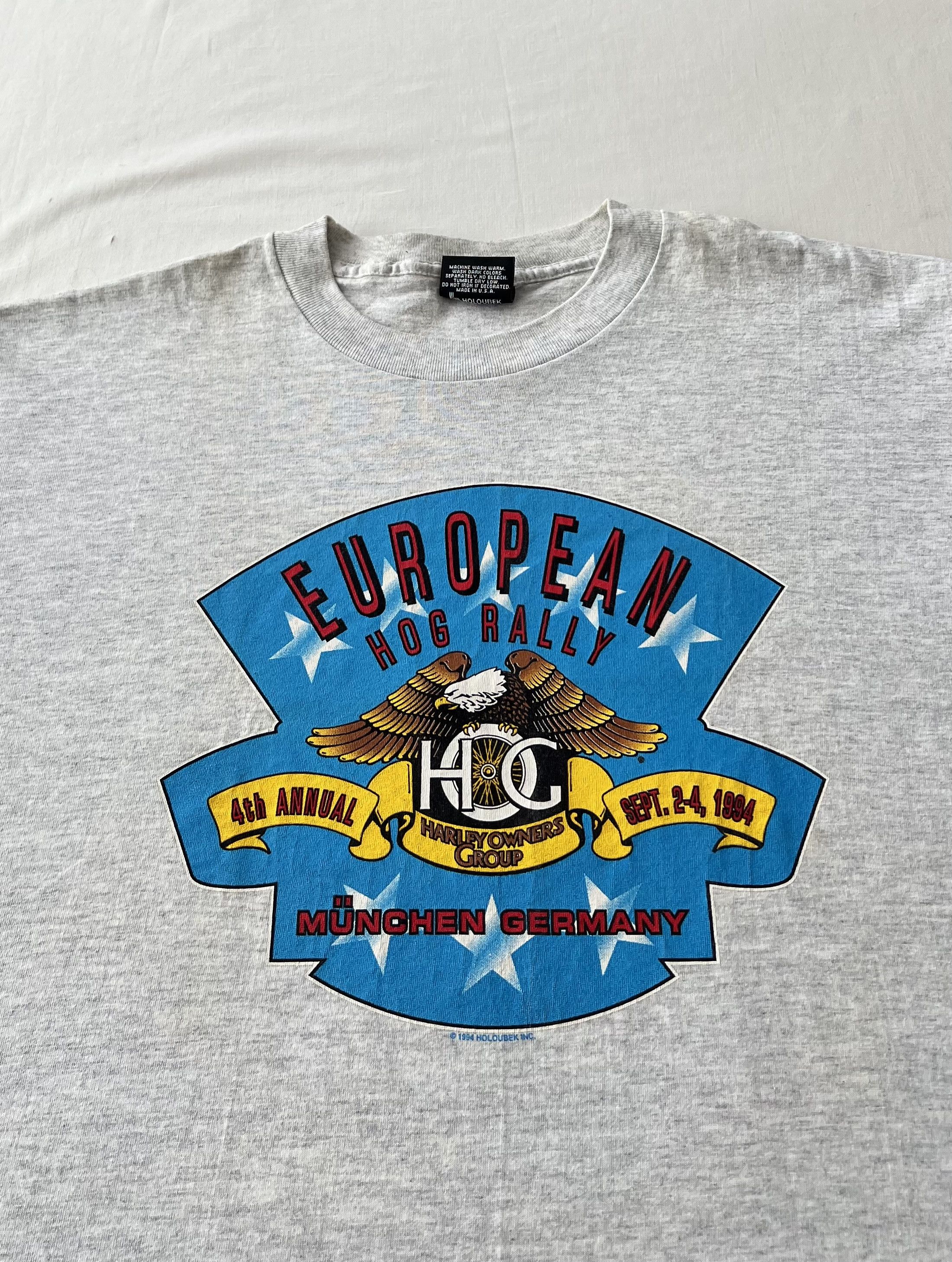 Harley Davidson Vintage 1994 Harley Davidson Hog Rally Eagle Gray T-shirt Size US XL / EU 56 / 4 - 3 Thumbnail