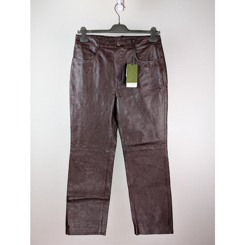 Gucci o1rshd1 Soft Leather Pants in Bordeaux Size US 32 / EU 48 - 1 Thumbnail