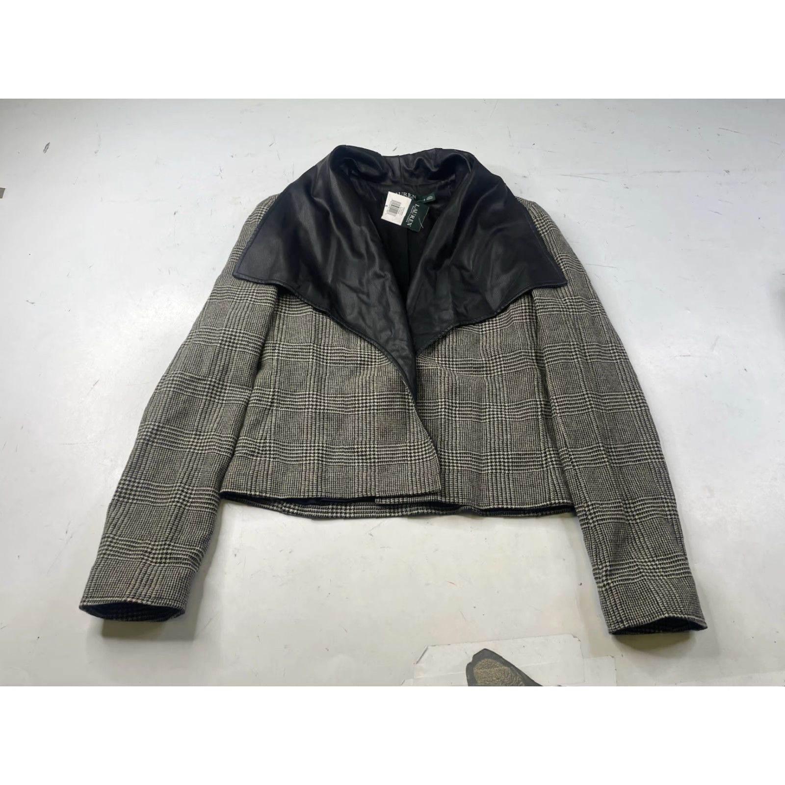Ralph Lauren Lauren Ralph Lauren Jacket Women Open Front Faux Leather Lapel Wool Blend Black S Small Size S / US 4 / IT 40 - 2 Thumbnail