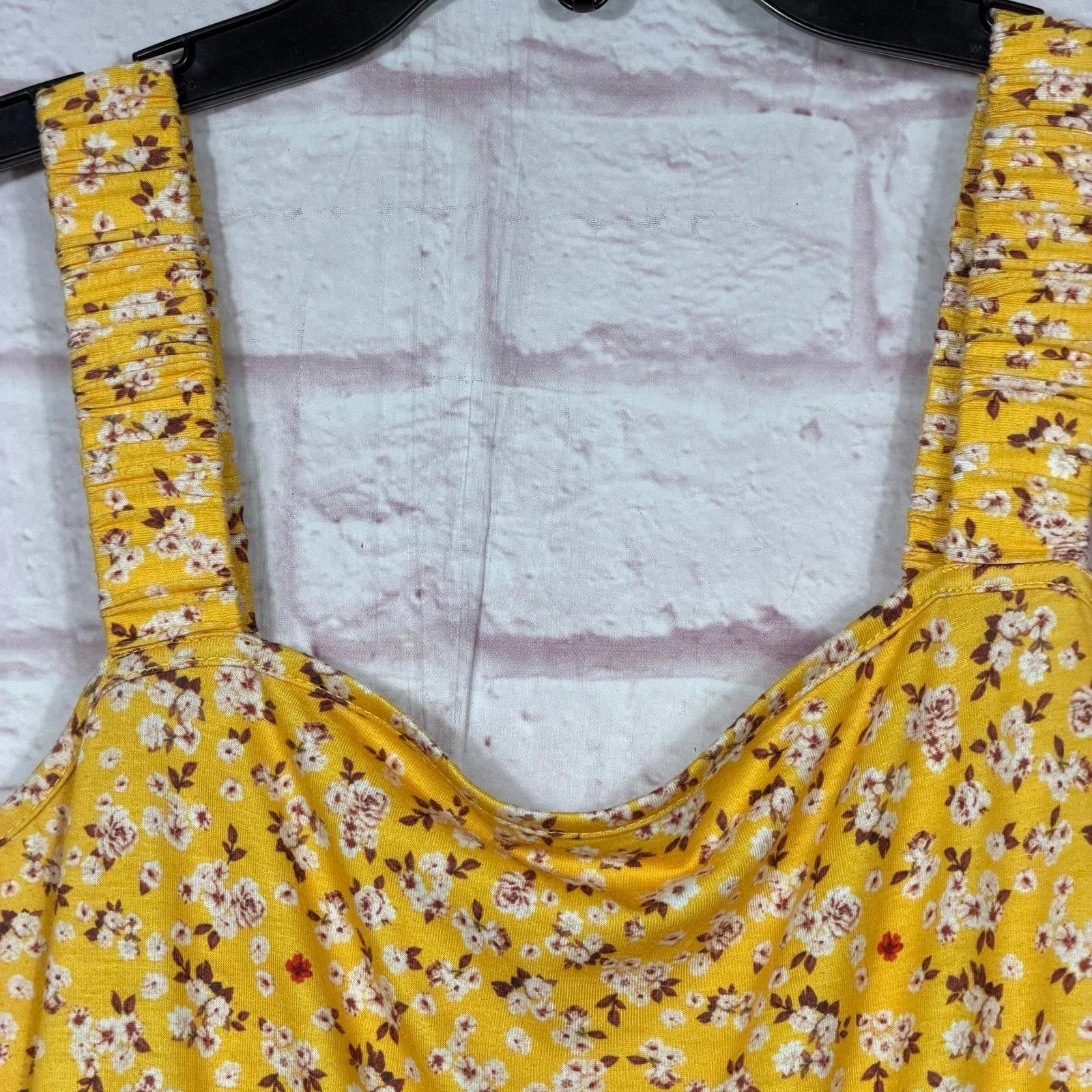 Other HUHOT Medium Yellow Floral Summer Dress Size M / US 6-8 / IT 42-44 - 3 Thumbnail