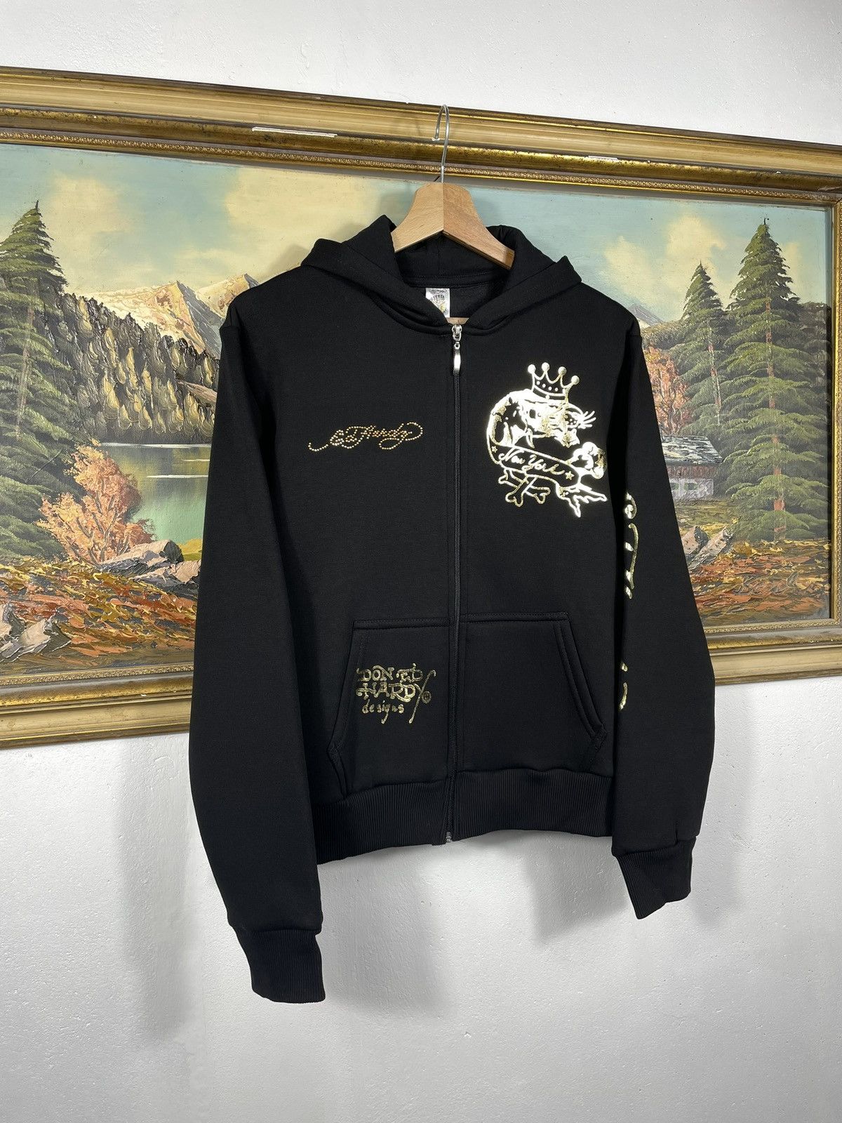 Christian Audigier × Ed Hardy × Vintage Ed Hardy Retro 00s Hoodie Sweatshirt Affliction Grunge Size M / US 6-8 / IT 42-44 - 4 Thumbnail