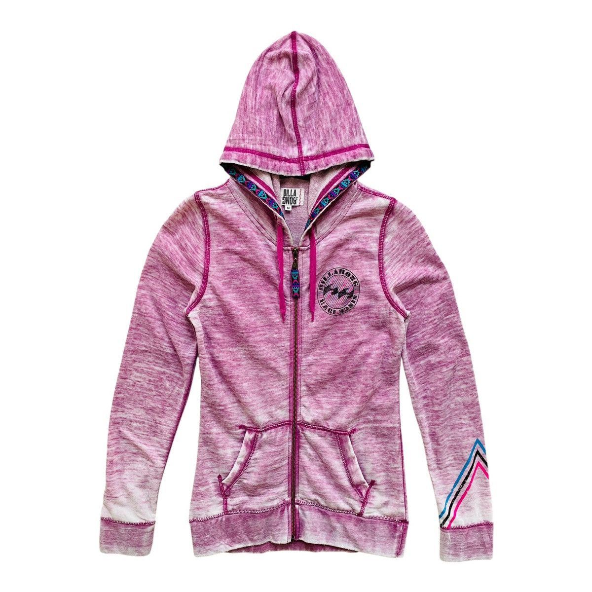 Billabong Vintage Billabong Zip Up Hoodie Pink Acid Wash Light Cotton Size M / US 6-8 / IT 42-44 - 6 Thumbnail