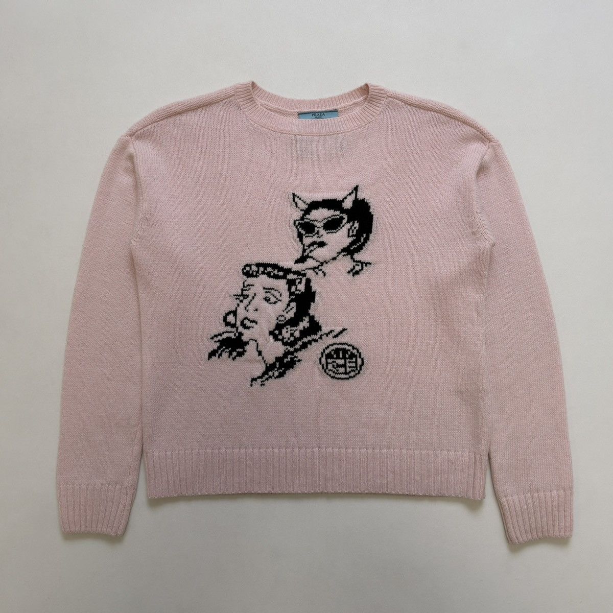 Prada S/S 17 ‘Comic Patterned’ Pink Wool Sweater Size US M / EU 48-50 / 2 - 12 Thumbnail