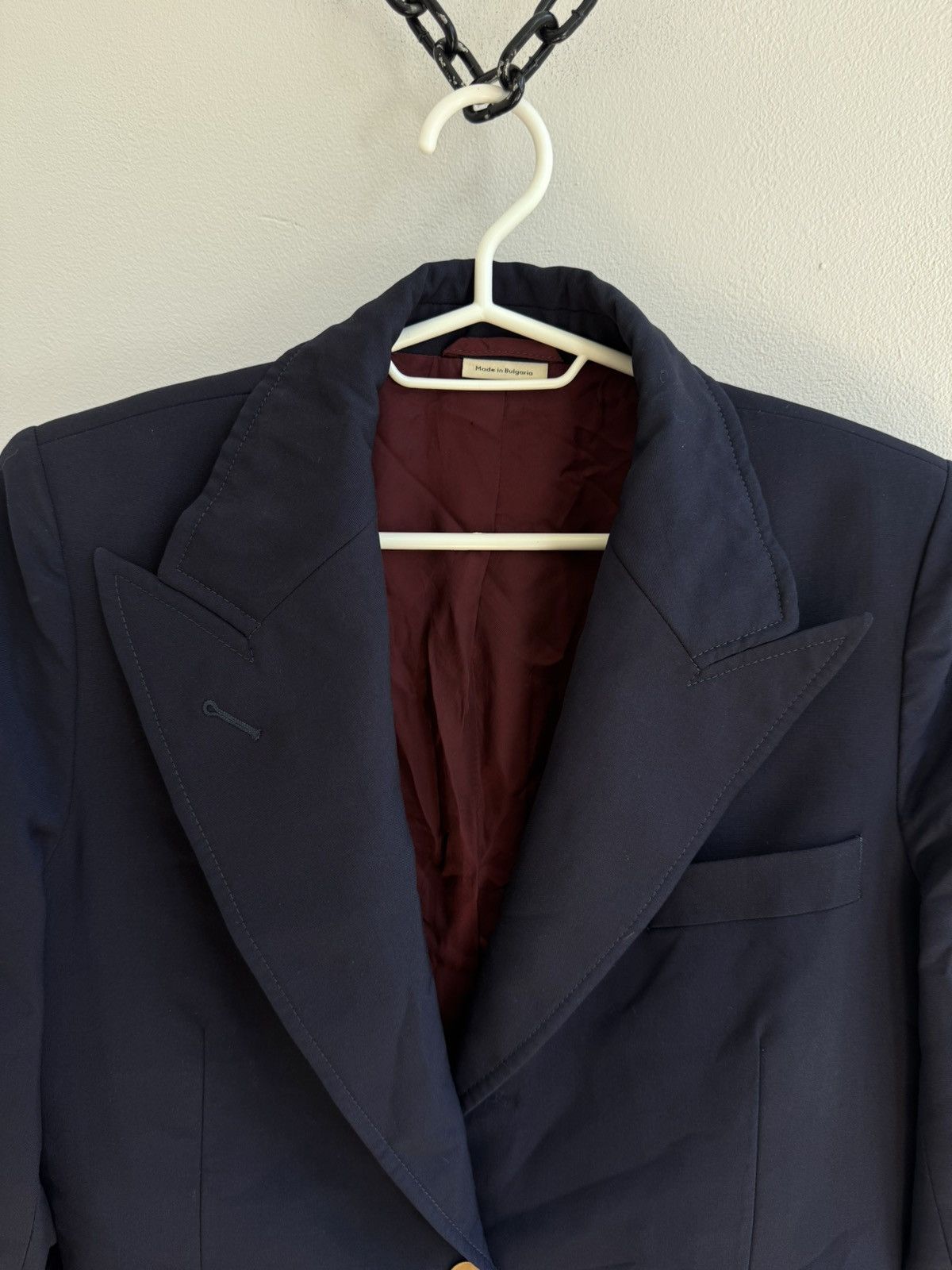 Gucci Gucci Womens Wool Blazer Navy Blue Luxury Avant Garde Solid Size S / US 4 / IT 40 - 6 Thumbnail