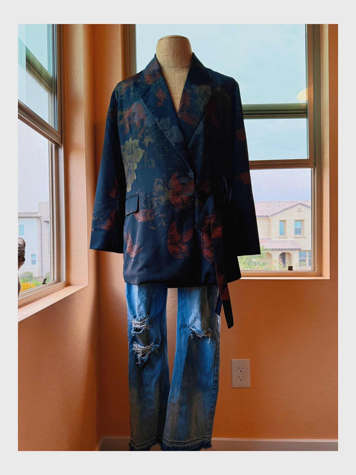Vintage Oversized Kimono-Style Wrap Jacket (Unisex) Size L / US 10 / IT 46 - 2 Thumbnail