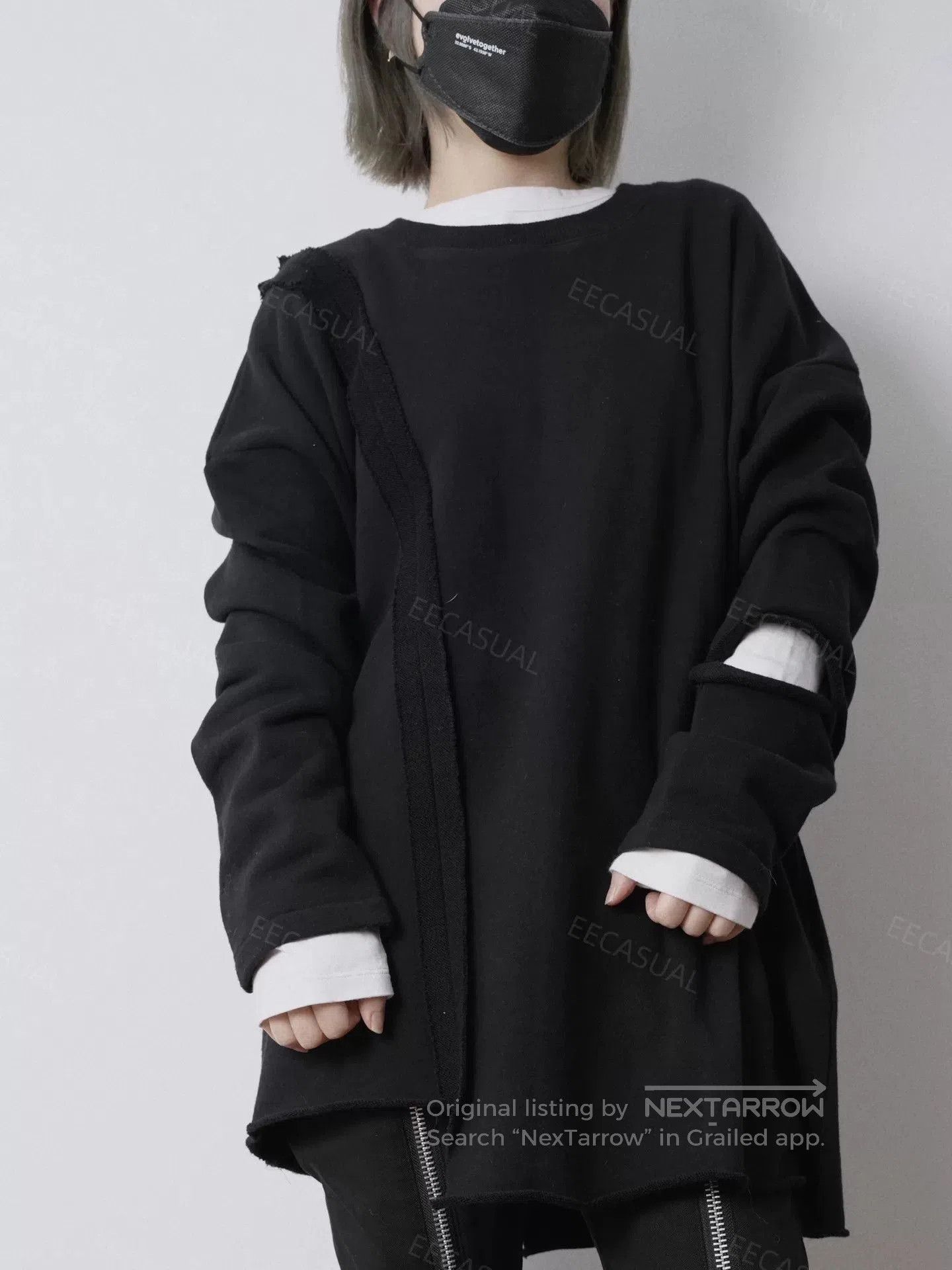 Y's Yohji Yamamoto Black Asymmetrical Sweatshirt. Size M / US 6-8 / IT 42-44 - 2 Thumbnail