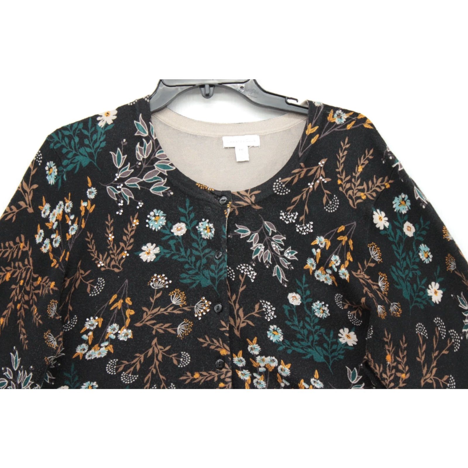 Charter Club Charter Club Cardigan Women's XXL Floral Rhinestones Long Sleeve Button Up Size XXL / US 16-18 / IT 52-54 - 4 Thumbnail