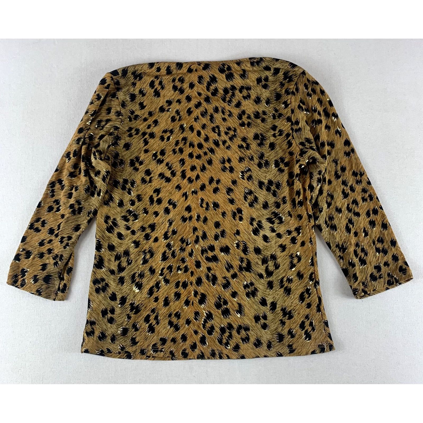 Vintage BRITTANY BLACK BLOUSE - Womens Medium, CHEETAH PRINT, USA Size M / US 6-8 / IT 42-44 - 2 Thumbnail