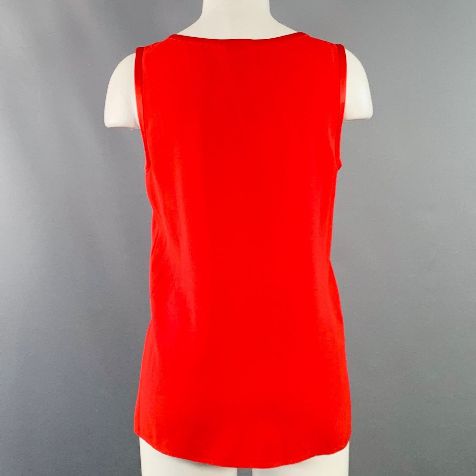 Yves Saint Laurent YVES SAINT LAURENT Red Silk Crepe Sleeveless Casual Top Size M / US 6-8 / IT 42-44 - 4 Thumbnail
