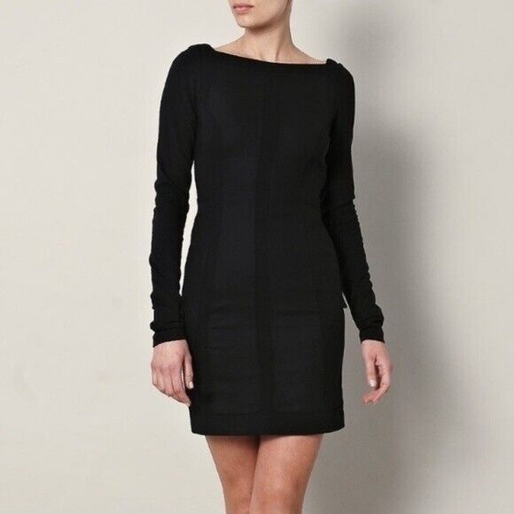 Diane von Furstenberg DVF Diane Von Furstenberg 6 Dress LBD Black CARITA Boat Neck Size M / US 6-8 / IT 42-44 - 8 Thumbnail