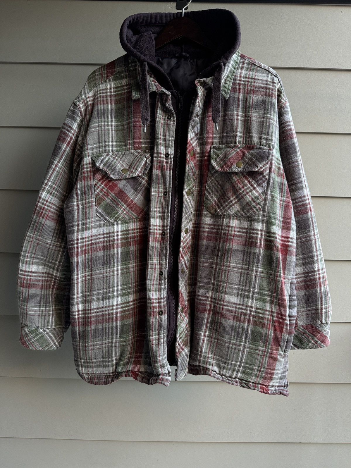 Japanese Brand Grunge Flannel Hooded Jacket Zipped Shirt Quilted Lined XXL Size US XXL / EU 58 / 5 - 1 Thumbnail
