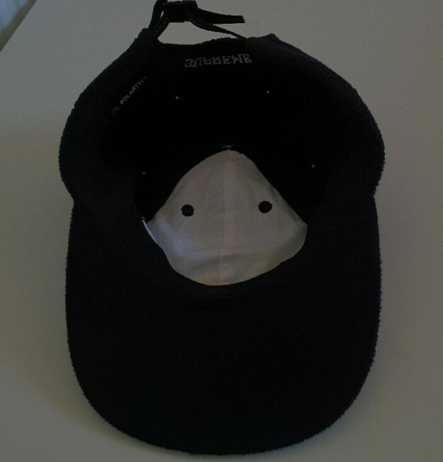 FW18 Supreme x Polartec S logo 6-panel black hat cap fleece