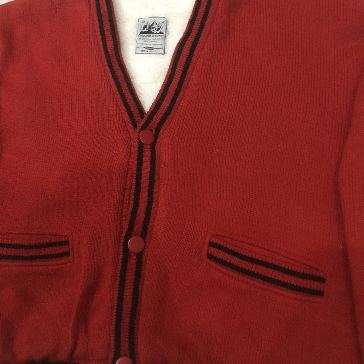 Edwin × Japanese Brand 86’ Edwin Knit Sherpa V Neck Jacket Sweater Size US M / EU 48-50 / 2 - 6 Thumbnail