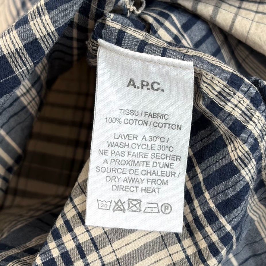 Vintage APC Rue Madame Paris Shirt Mens Medium Blue Plaid Long Sleeve Button-Up Collar Pockets Back Designer Preppy Size US M / EU 48-50 / 2 - 6 Thumbnail