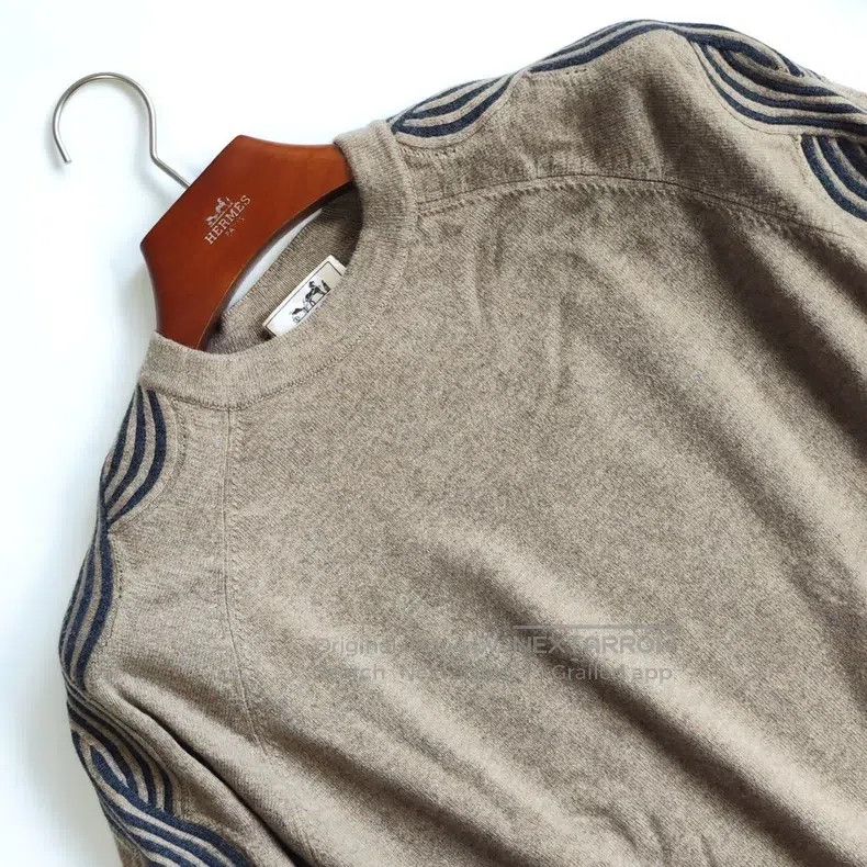 Hermes Hermes Khaki Arm Knit Jacquard Wool Sweater Size US M / EU 48-50 / 2 - 2 Thumbnail
