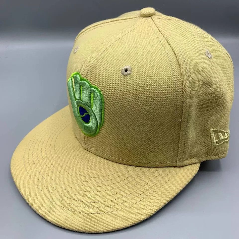 New Era Milwaukee Brewers Hat Men 7 1/2 59Fifty New Era Fitted Cap Size ONE SIZE - 7 Thumbnail