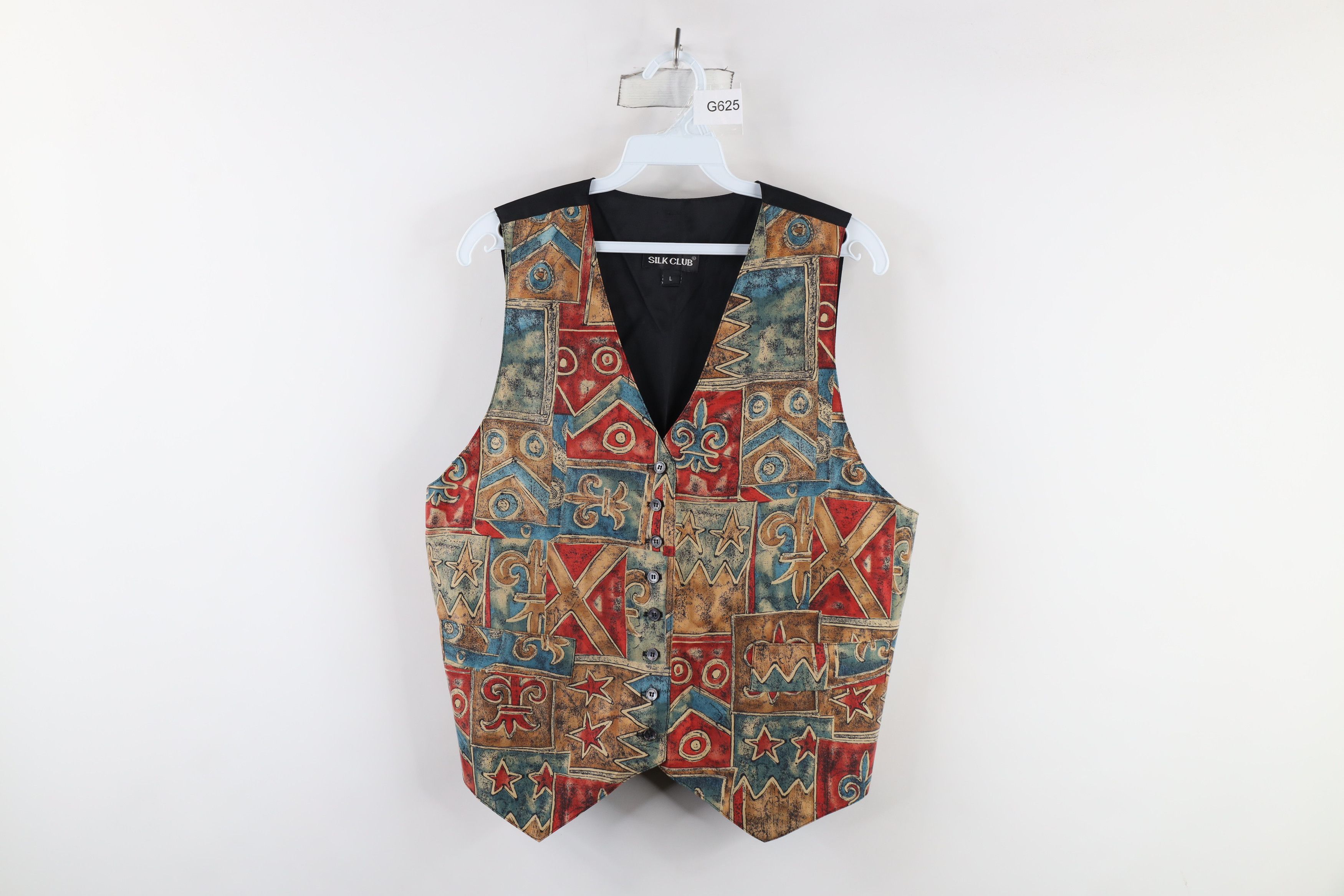 Vintage Vintage 90s Streetwear Geometric Silk Buckle Back Vest USA Size L / US 10 / IT 46 - 1 Thumbnail