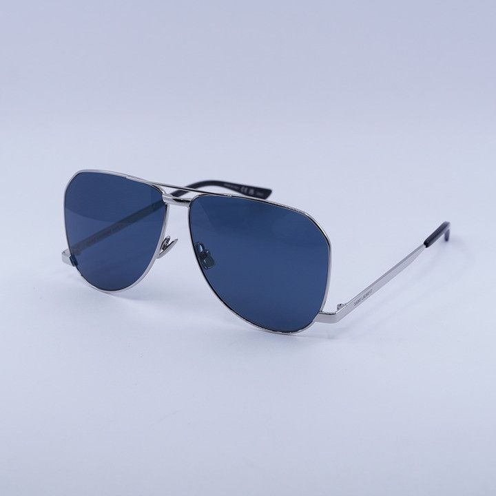 Saint Laurent Paris Saint Laurent SL690 DUST 003 Sunglasses Silver Aviator Frame Size ONE SIZE - 1 Thumbnail