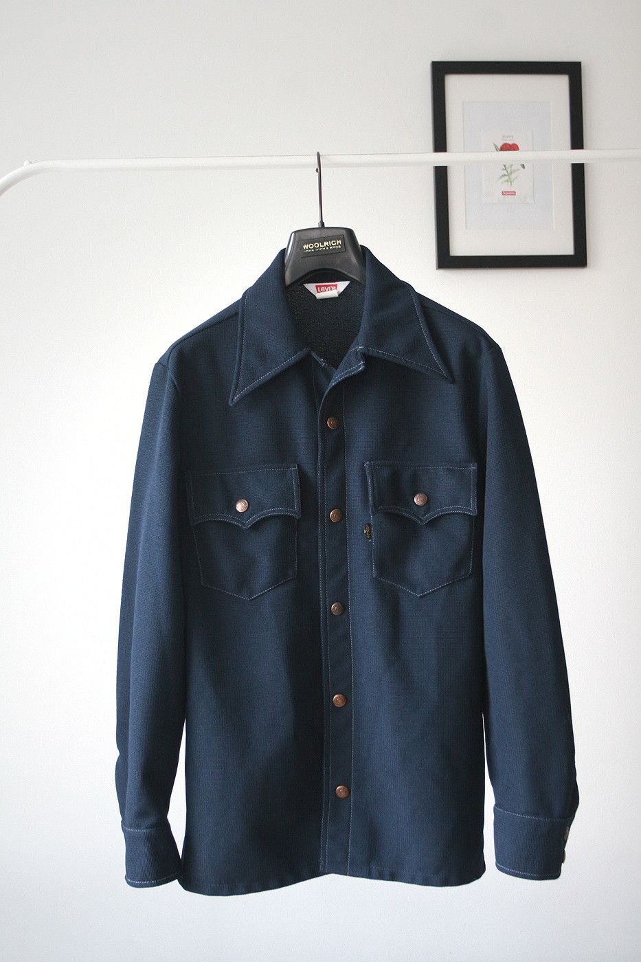 image of Vintage 70's Levis Navy Blue Cowboy Western Shirt S, Men's (Size Small)