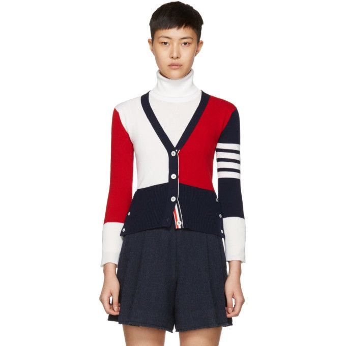 Thom Browne Thom Browne Tricolor Classic V-neck Funmix Cardigan Size XS / US 0-2 / IT 36-38 - 2 Thumbnail