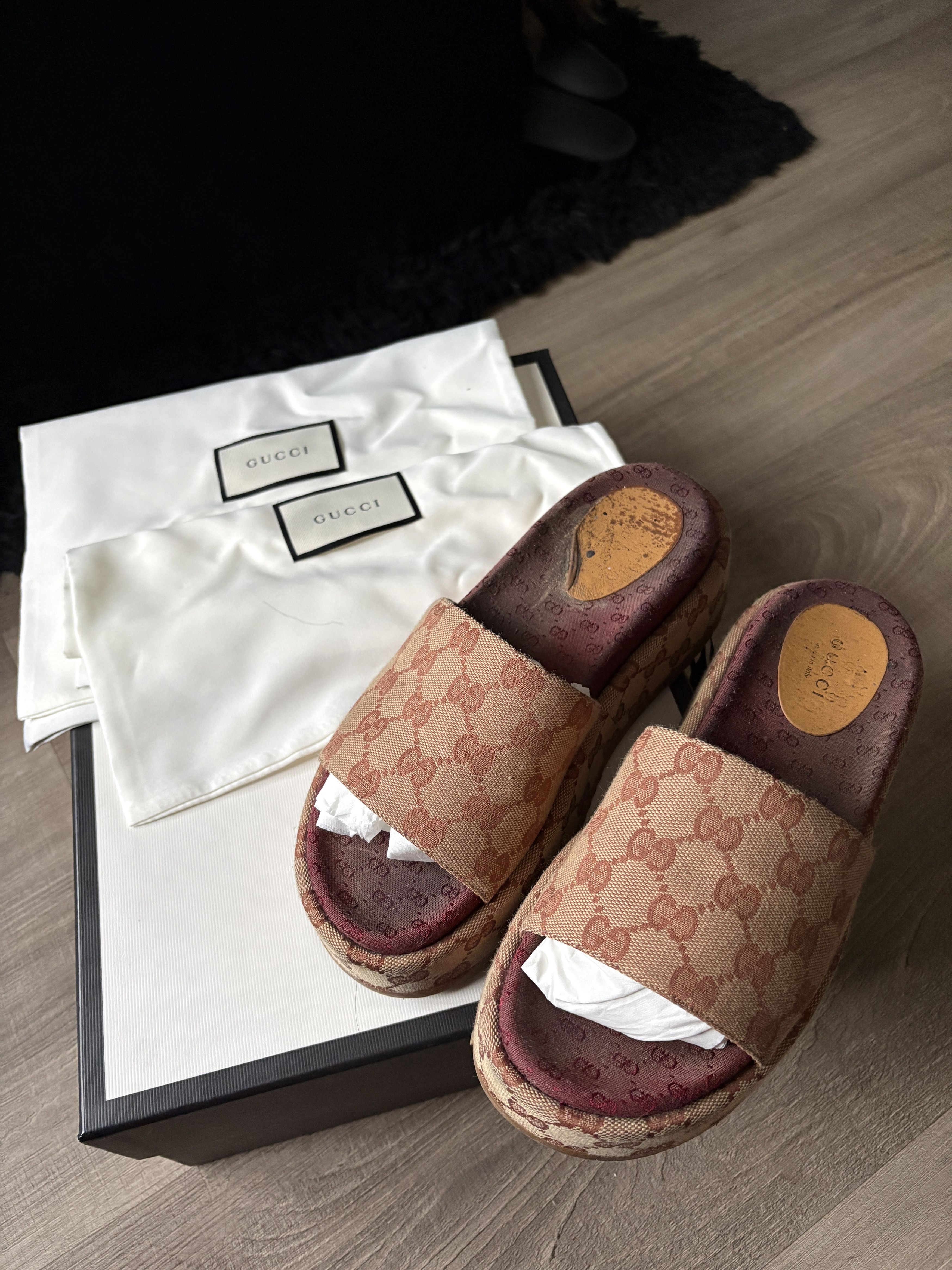 Gucci Gucci GG Supreme Monogram Platform Sandal Size US 7.5 / IT 37.5 - 4 Thumbnail