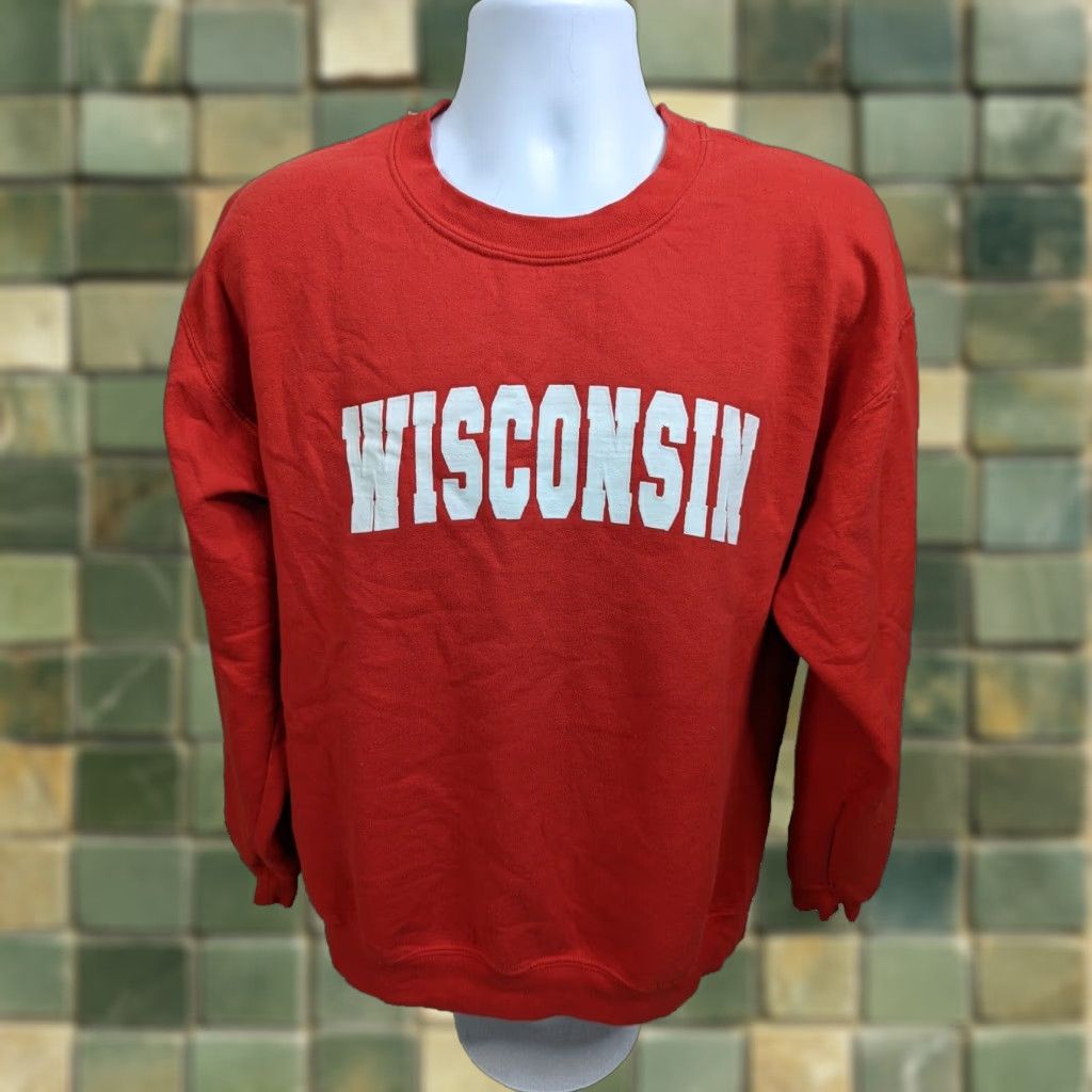 Gildan VINTAGE Wisconsin Badgers Crewneck Sweatshirt Mens L Red Size US L / EU 52-54 / 3 - 1 Thumbnail
