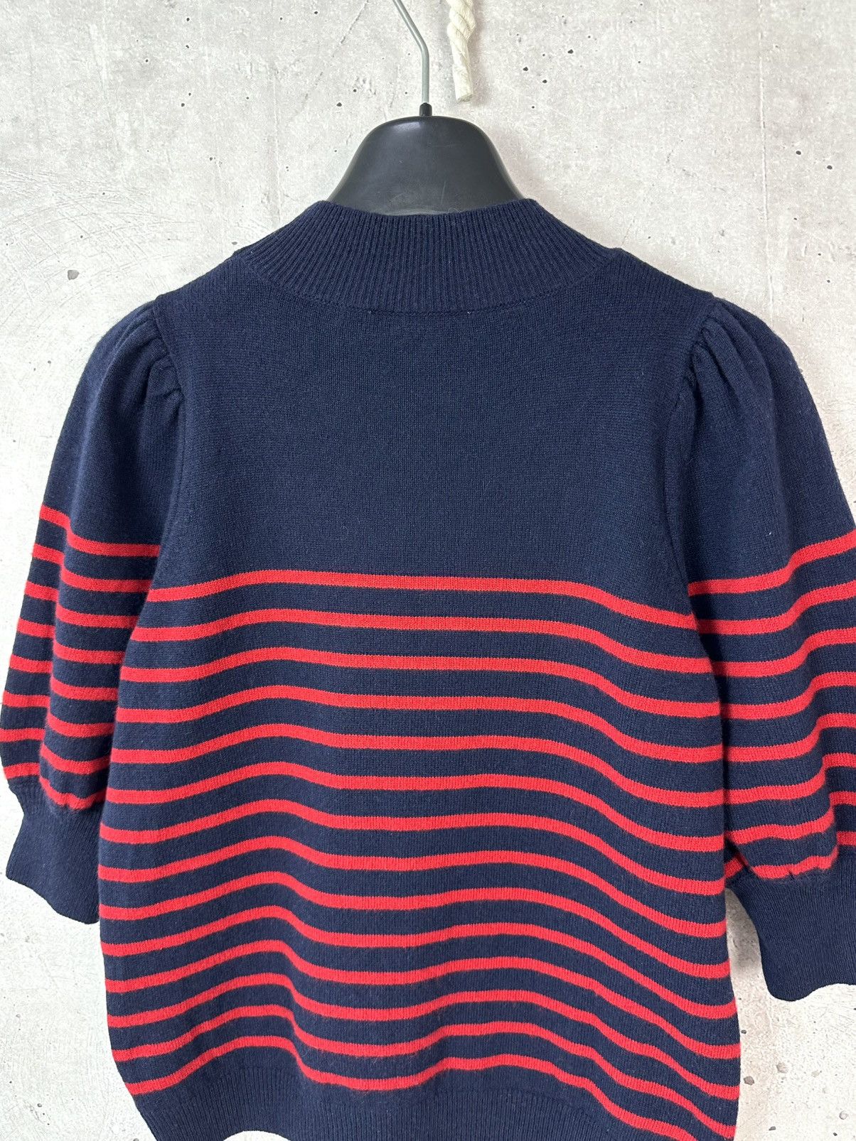 Sezane Sezane Cashmere Stripped Gold Buttons Short Sleeve Sweater Size S / US 4 / IT 40 - 7 Thumbnail