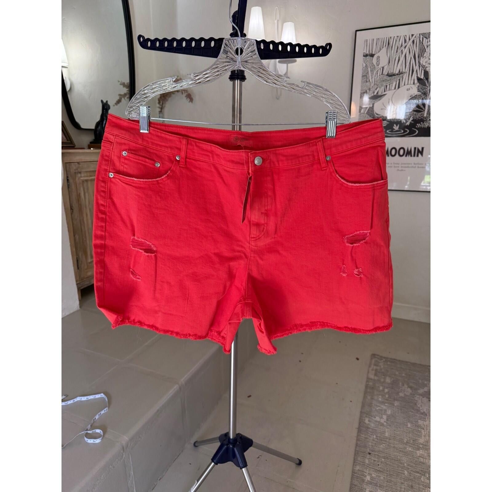 Other Candace Cameron Bure Distressed Shorts Coral Frayed Hem 22W Size 42" / US 20 - 2 Thumbnail