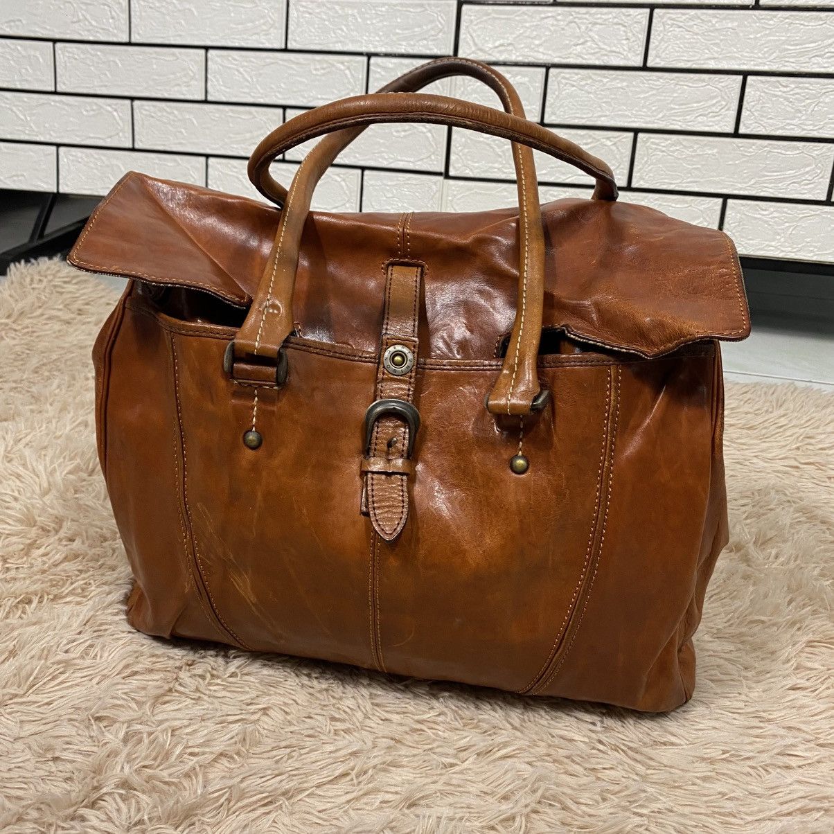 Japanese Brand 📌Vintage Leather Bag Genuine Unison Dept. Size ONE SIZE - 2 Thumbnail