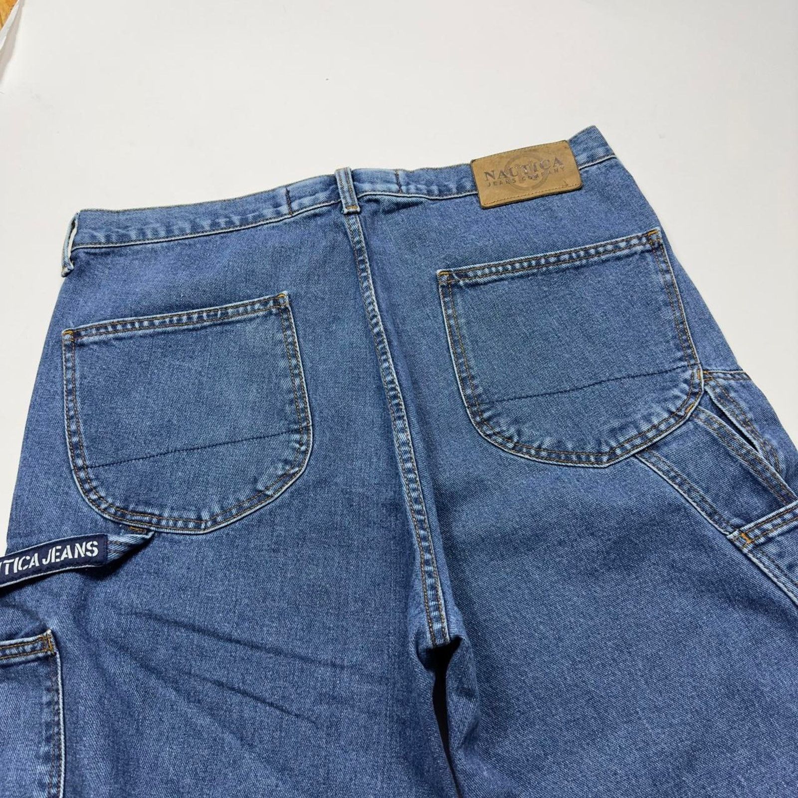 Japanese Brand × Nautica × StraightFaded Nautica Baggy Wide-Leg Y2k Streetwear Carpenter Denim Pants Size US 36 / EU 52 - 6 Thumbnail