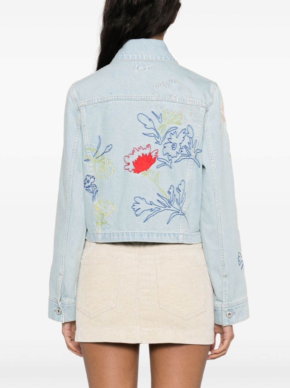 Kenzo o1y1025 Floral-Print Denim Jacket in Blue Size XS / US 0-2 / IT 36-38 - 3 Thumbnail