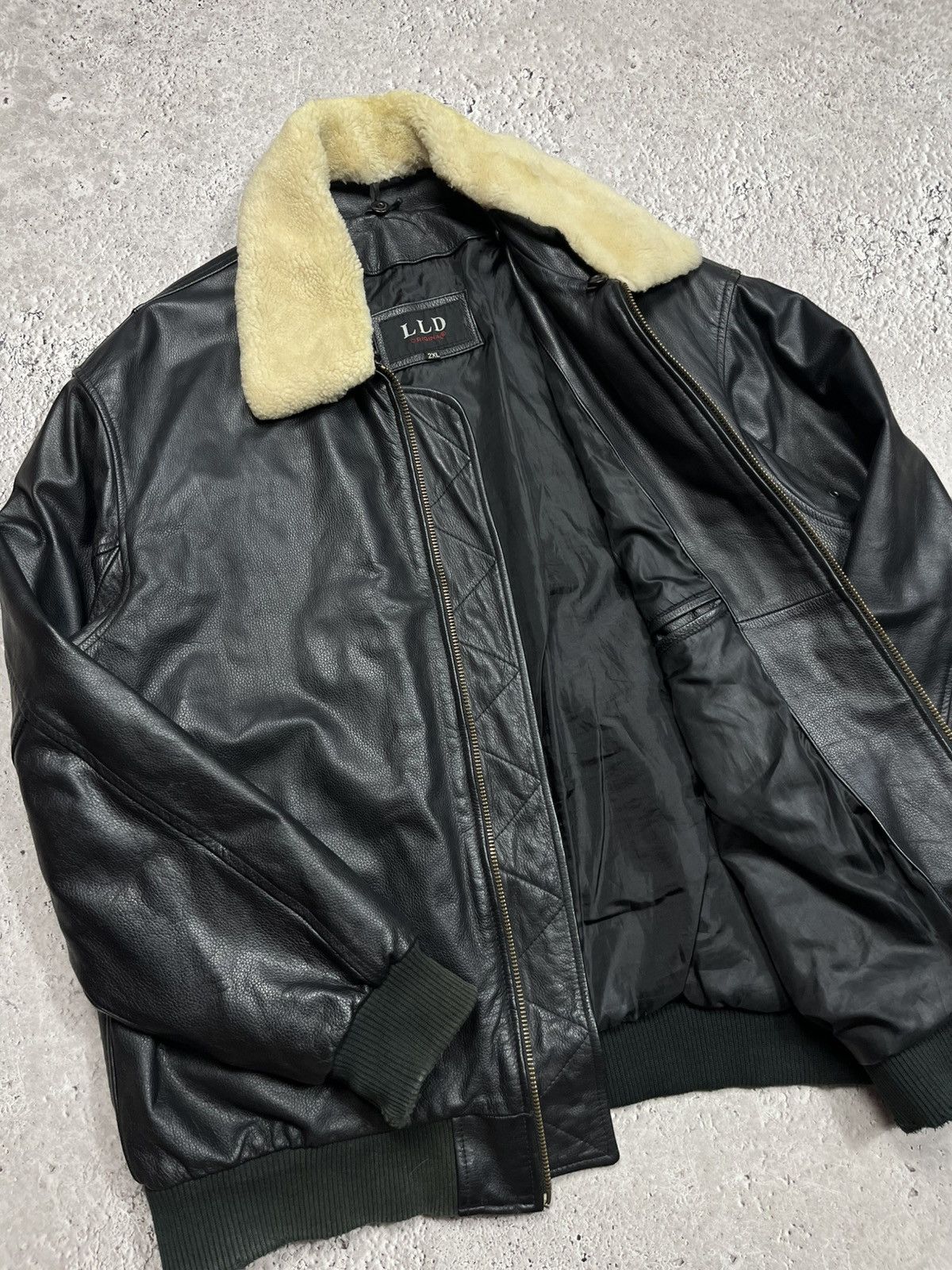 Leather Vintage Aviator Bomber Jacket Leather Shearling Collar XXL Size US XXL / EU 58 / 5 - 9 Thumbnail