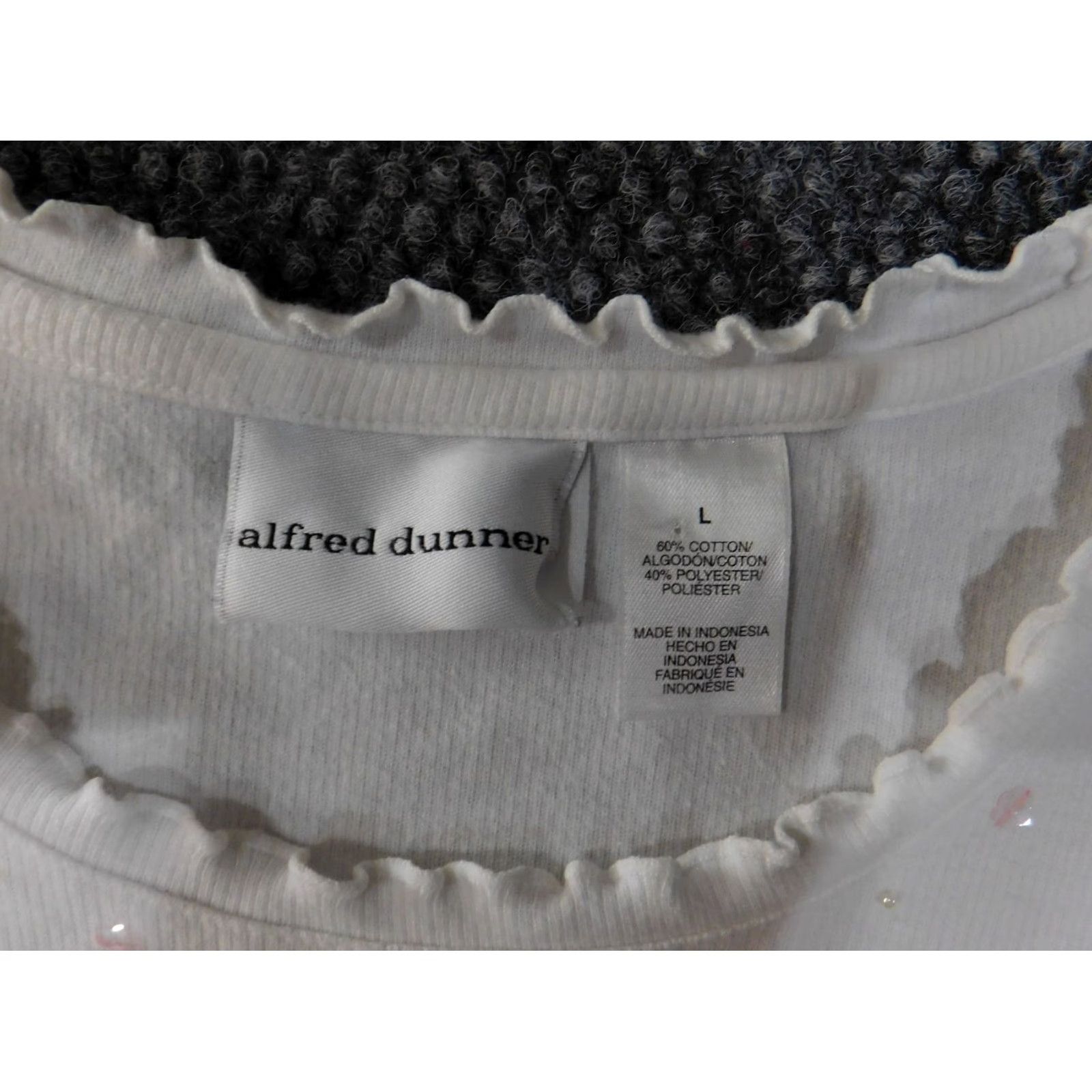 Vintage Alfred Dunner Blouse Shirt L White Floral Embroidered Knit Cotton Polyester Pullover Round Neck Short Sleeve Ladies Casual Stretch Mens? Ladies Size L / US 10 / IT 46 - 5 Thumbnail