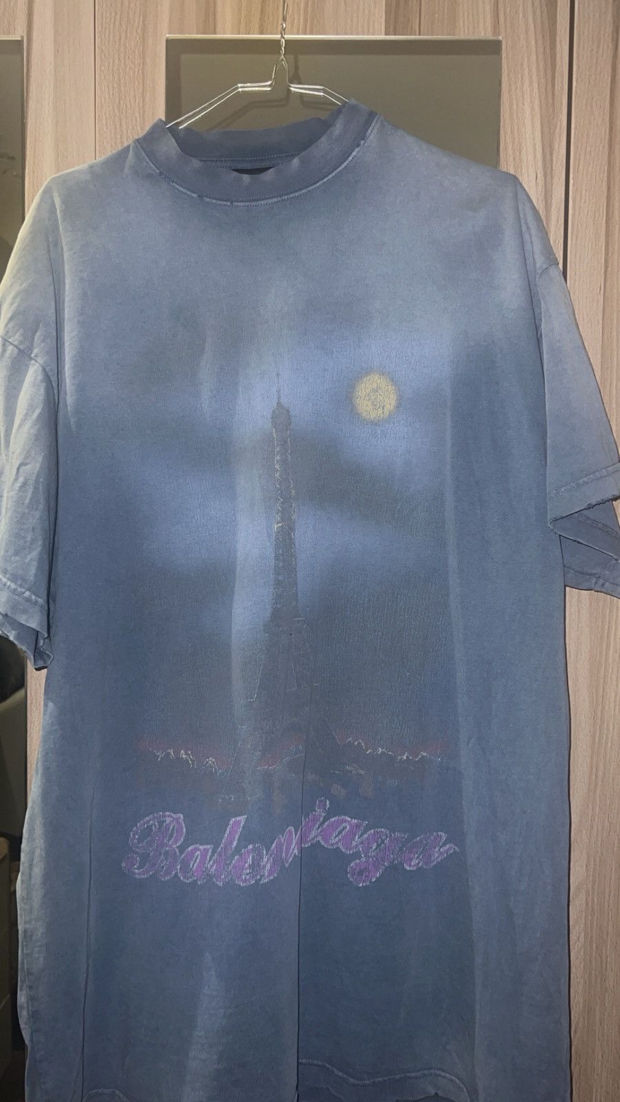 Balenciaga eiffle tower t shirt light blue size large