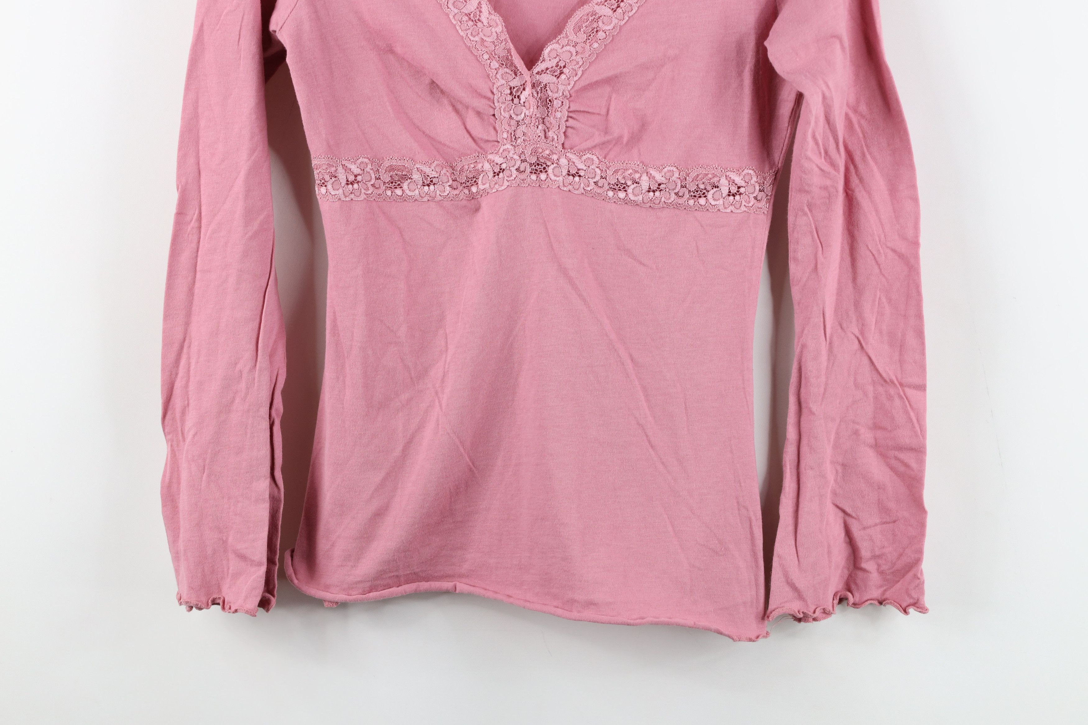 Vintage Vintage 90s Y2K Babydoll Lace Marled Shirt Top Pink USA Size M / US 6-8 / IT 42-44 - 3 Thumbnail