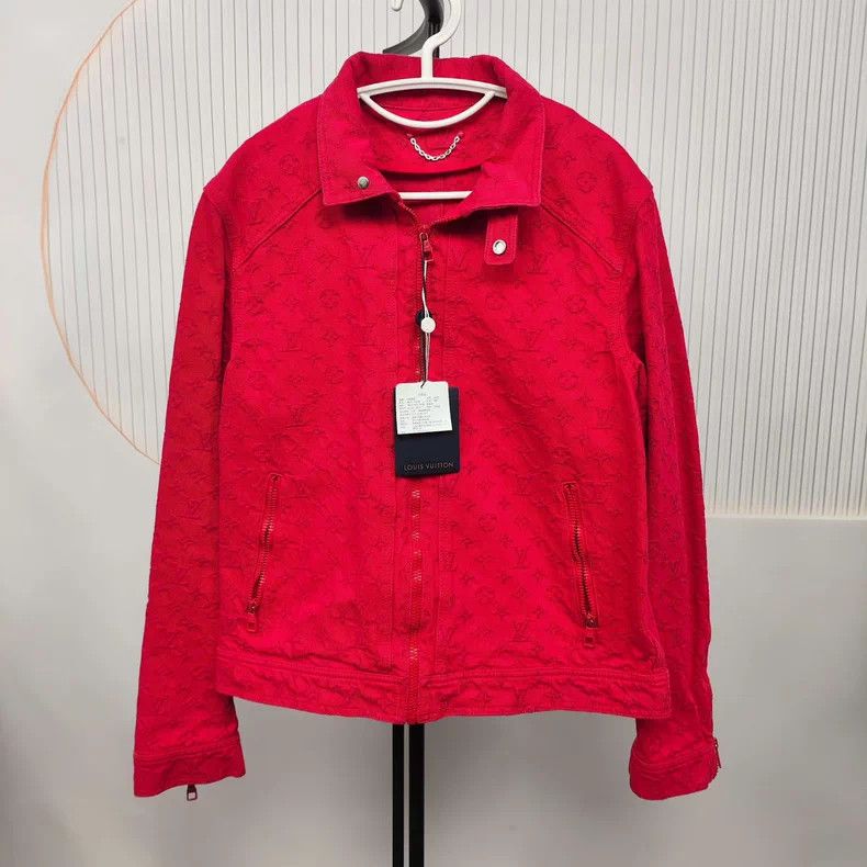 Louis Vuitton LV Monogram Stand Collar Denim Jacket Red 48 Size US M / EU 48-50 / 2 - 1 Thumbnail