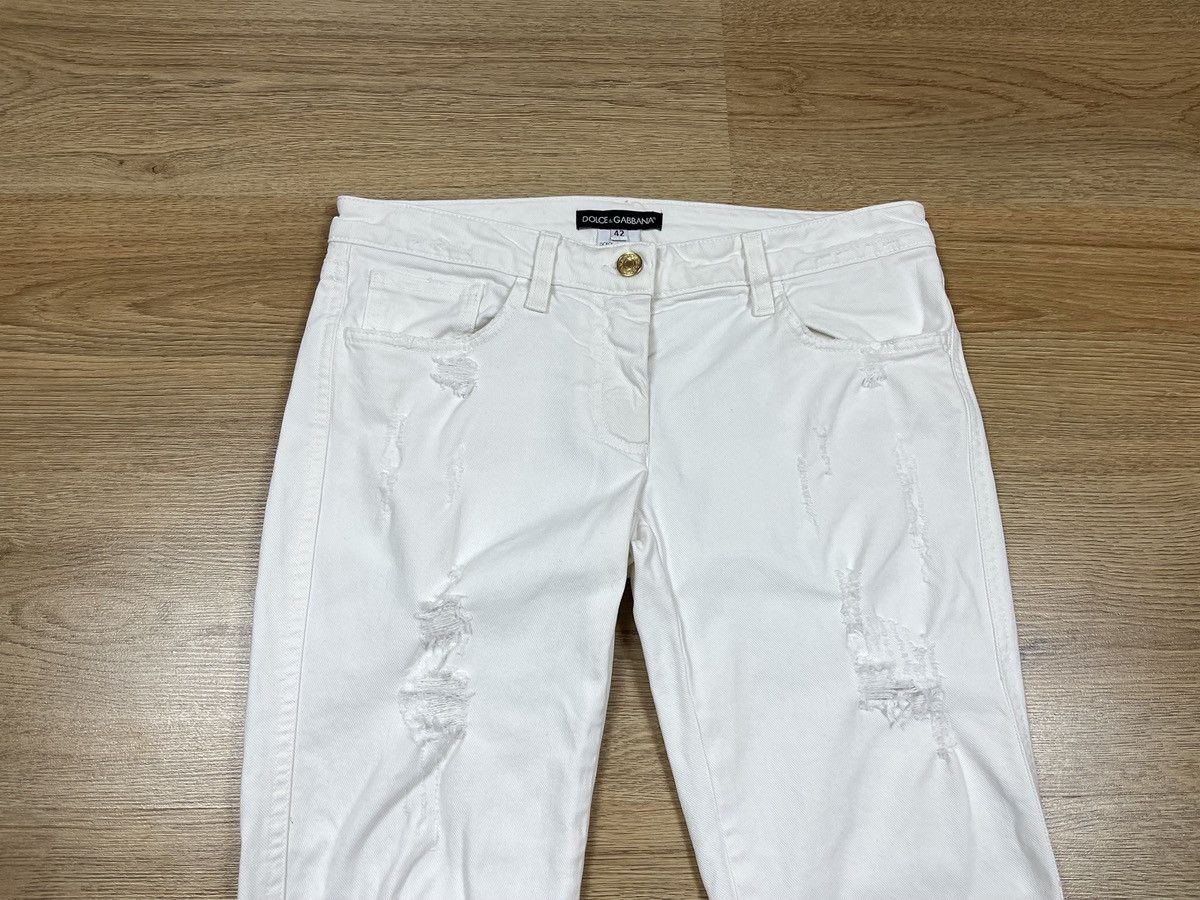 Dolce & Gabbana Dolce & Gabbana White Distressed Denim Skinny Jeans Zip Size 28" / US 6 / IT 42 - 2 Thumbnail