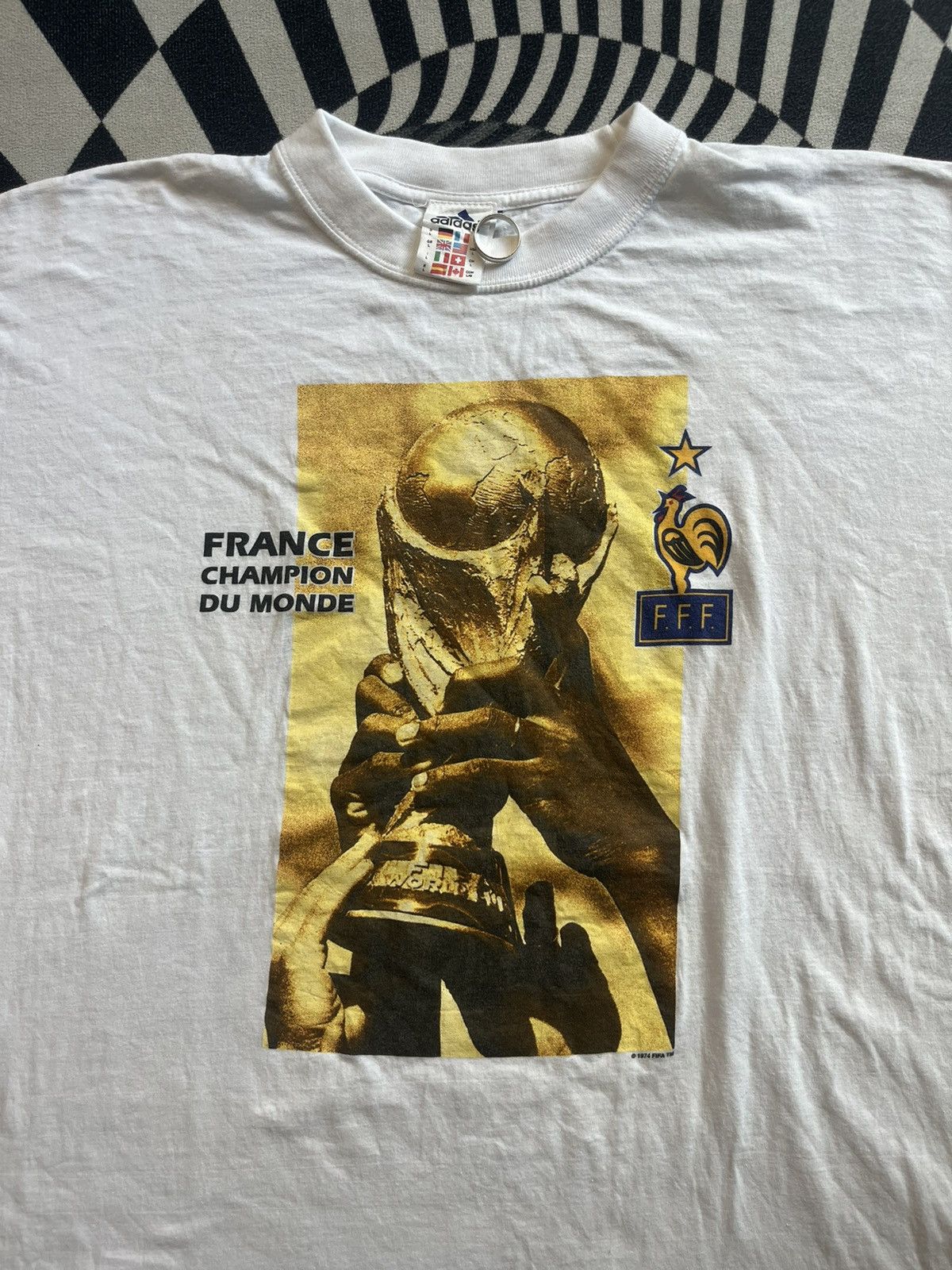 Adidas Vintage FRANCE 98’s Champion Du Monde Adidas 98’s Tshirt Size US L / EU 52-54 / 3 - 6 Thumbnail
