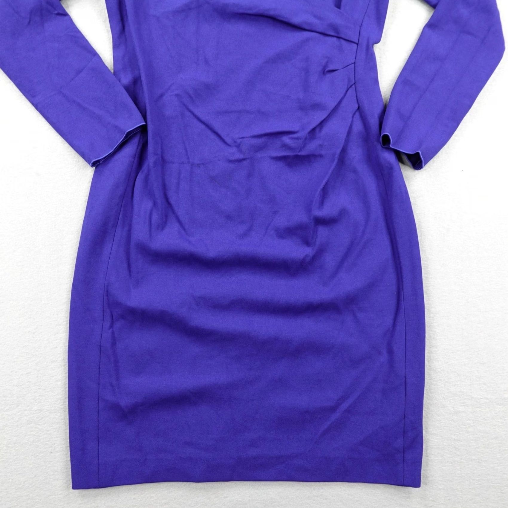 Armani Armani Collezioni Dress Womens Blue Sheath Knee Length V Neck Long Sleeve 8 Size M / US 6-8 / IT 42-44 - 3 Thumbnail