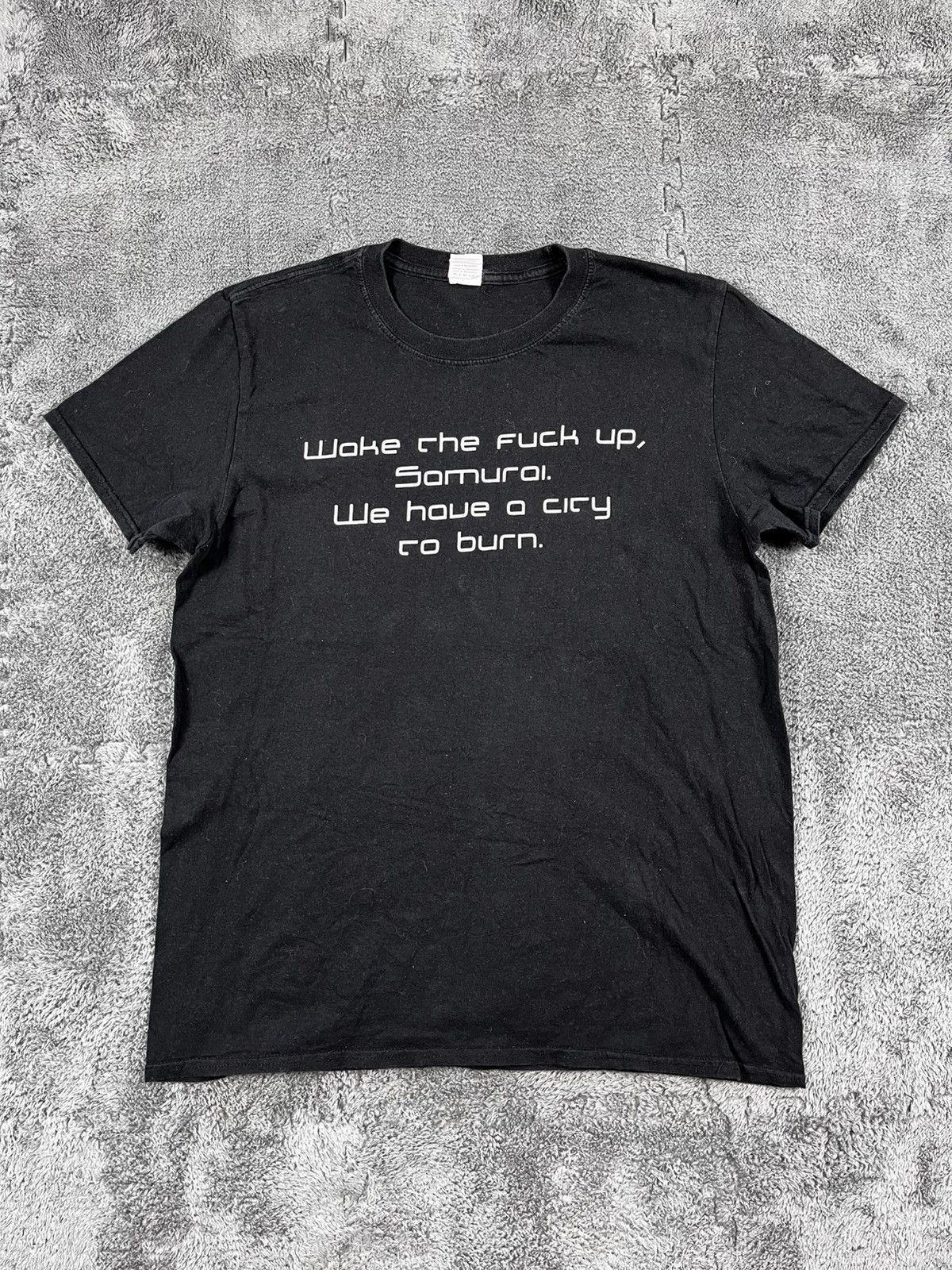 Japanese Brand Vintage Y2K wake the fuck up samurai cyberpunk humor Tshirt Size US M / EU 48-50 / 2 - 1 Thumbnail
