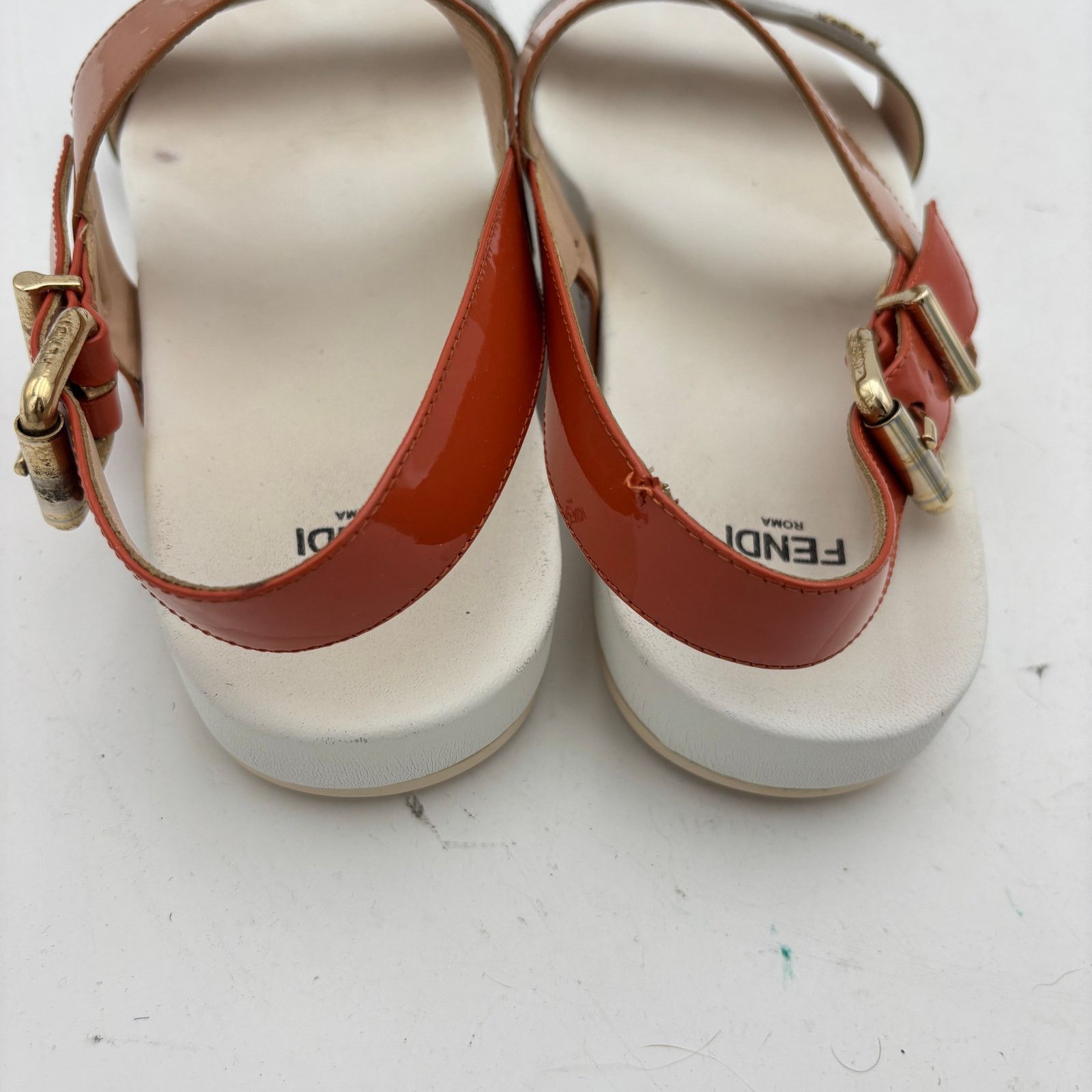 Fendi Fendi Multicolor Patent Leather Slingback Flat Sandals Size US 9 / IT 39 - 14 Thumbnail