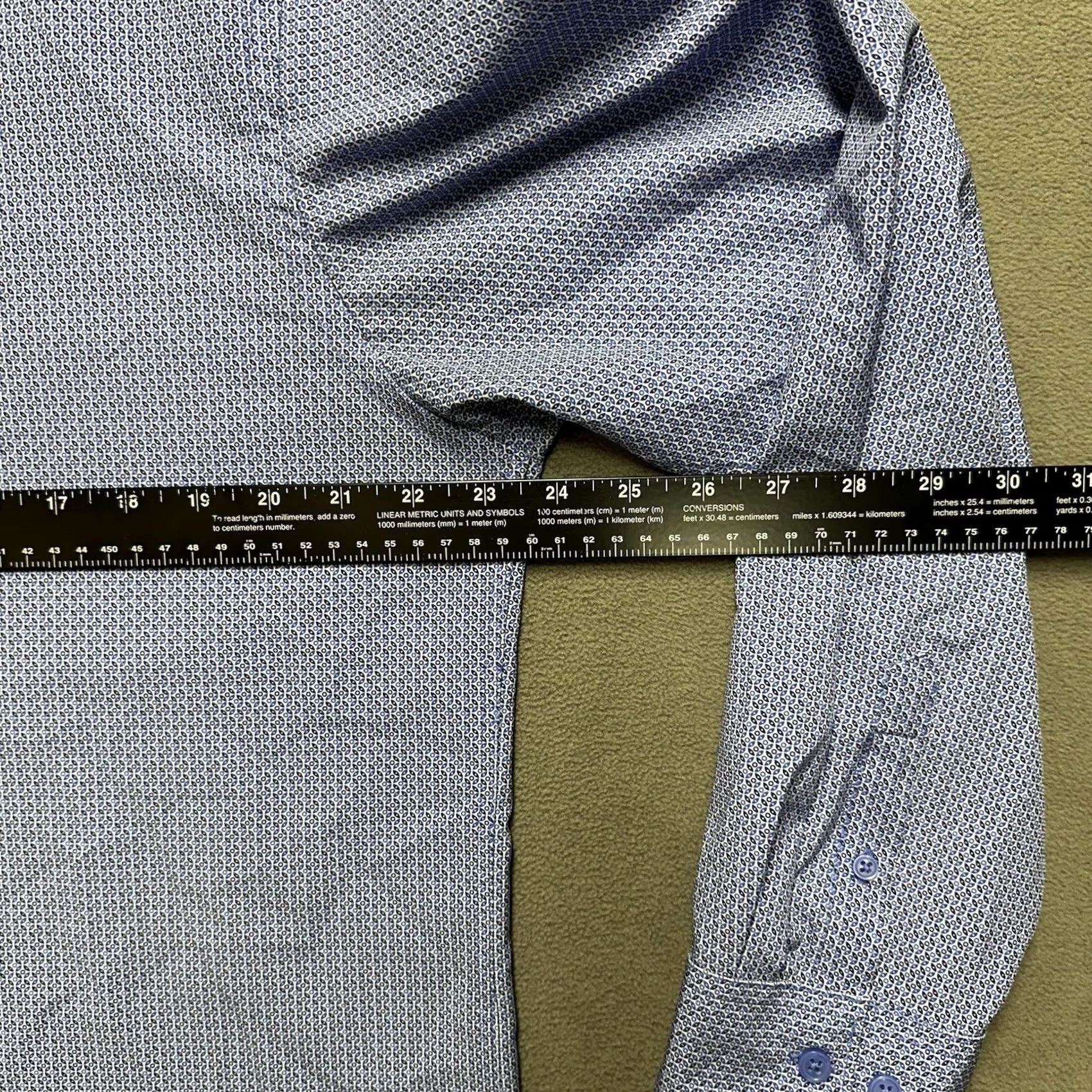 Vintage Mix&NY Blue Geometric AOP Button Up Shirt Mens Large Slim Fit Casual Size US L / EU 52-54 / 3 - 5 Thumbnail