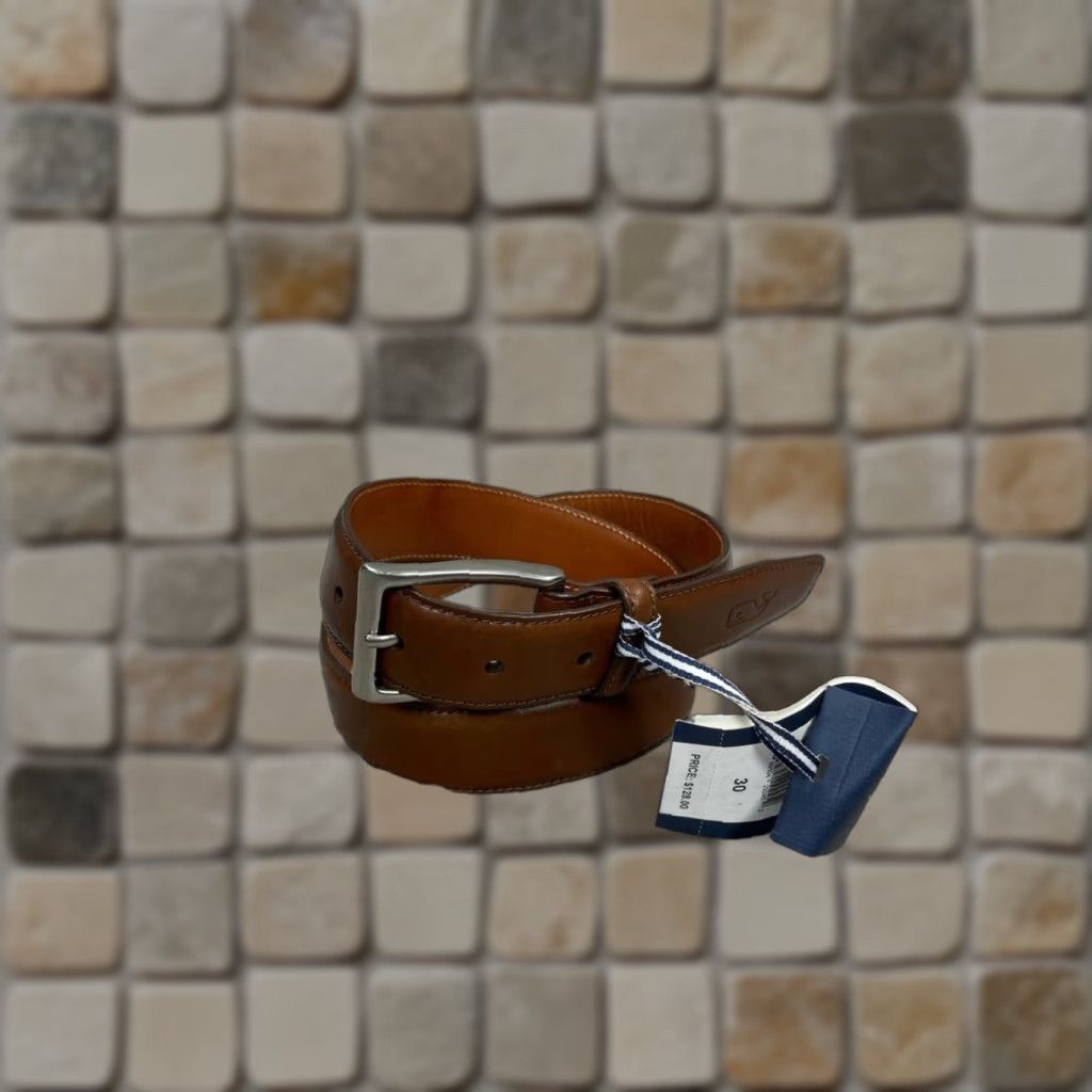 VINEYARD VINES Belt Men 30 Brown Classic Leather Adjustable Buckle USA Made