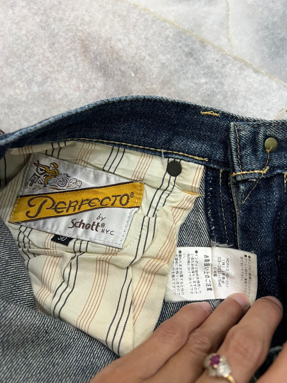 Schott Schott Perfecto Distressed Selvedge Denim Size US 31 - 12 Thumbnail