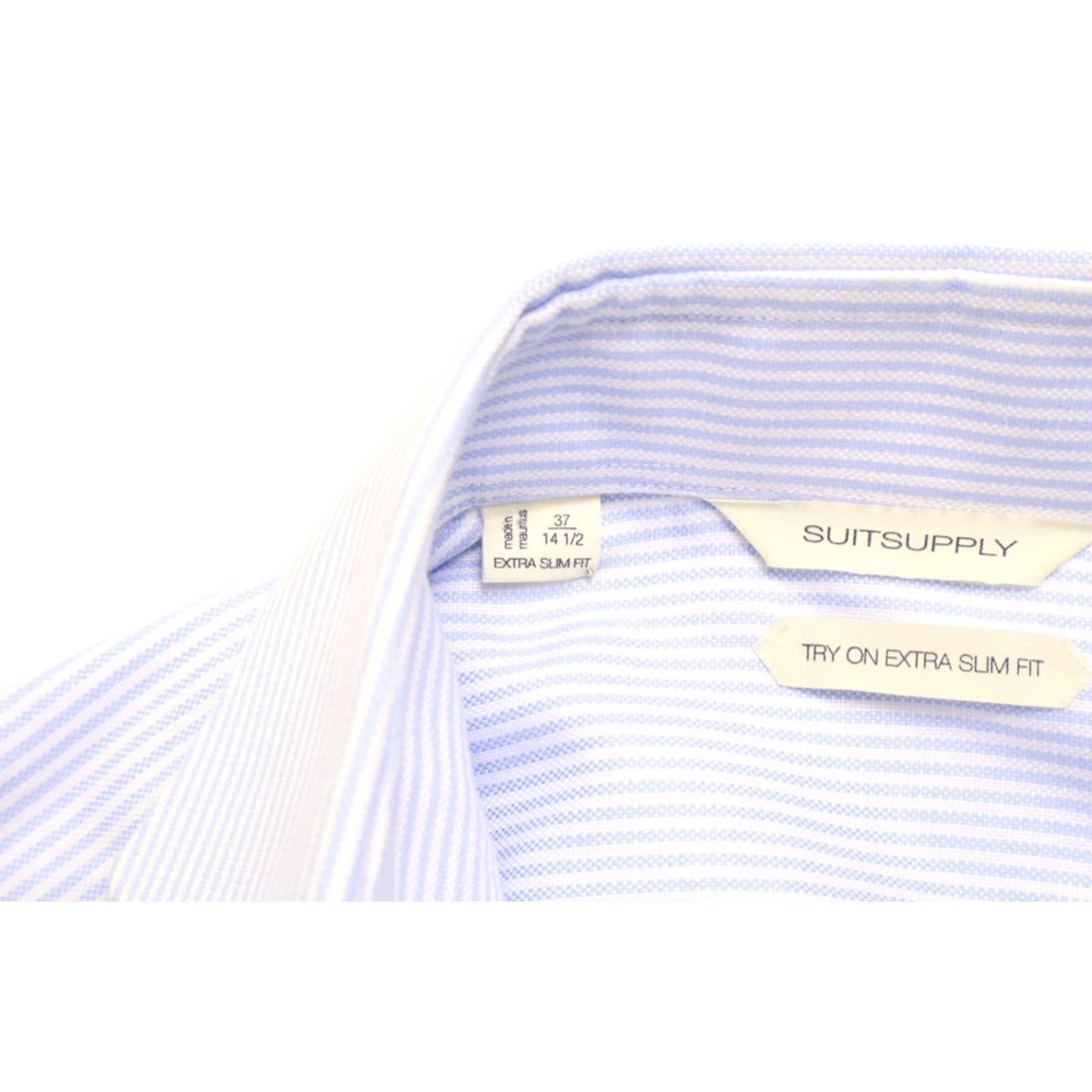 Suitsupply Suitsupply Try On Extra Slim Fit Formal Shirt Men's 37 / 14 1/2 Pinstriped Blue Shirt Size 36R - 7 Thumbnail