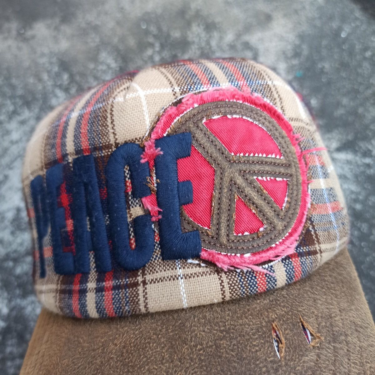 14th Addiction SICK,, peace hat grunge distressed with leather visor Size ONE SIZE - 14 Thumbnail