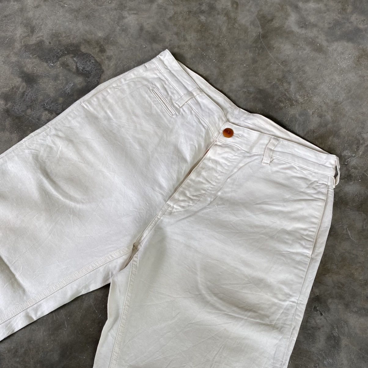 Japanese Brand 2000s Sanca White Back Buckle Pants Size US 28 / EU 44 - 2 Thumbnail
