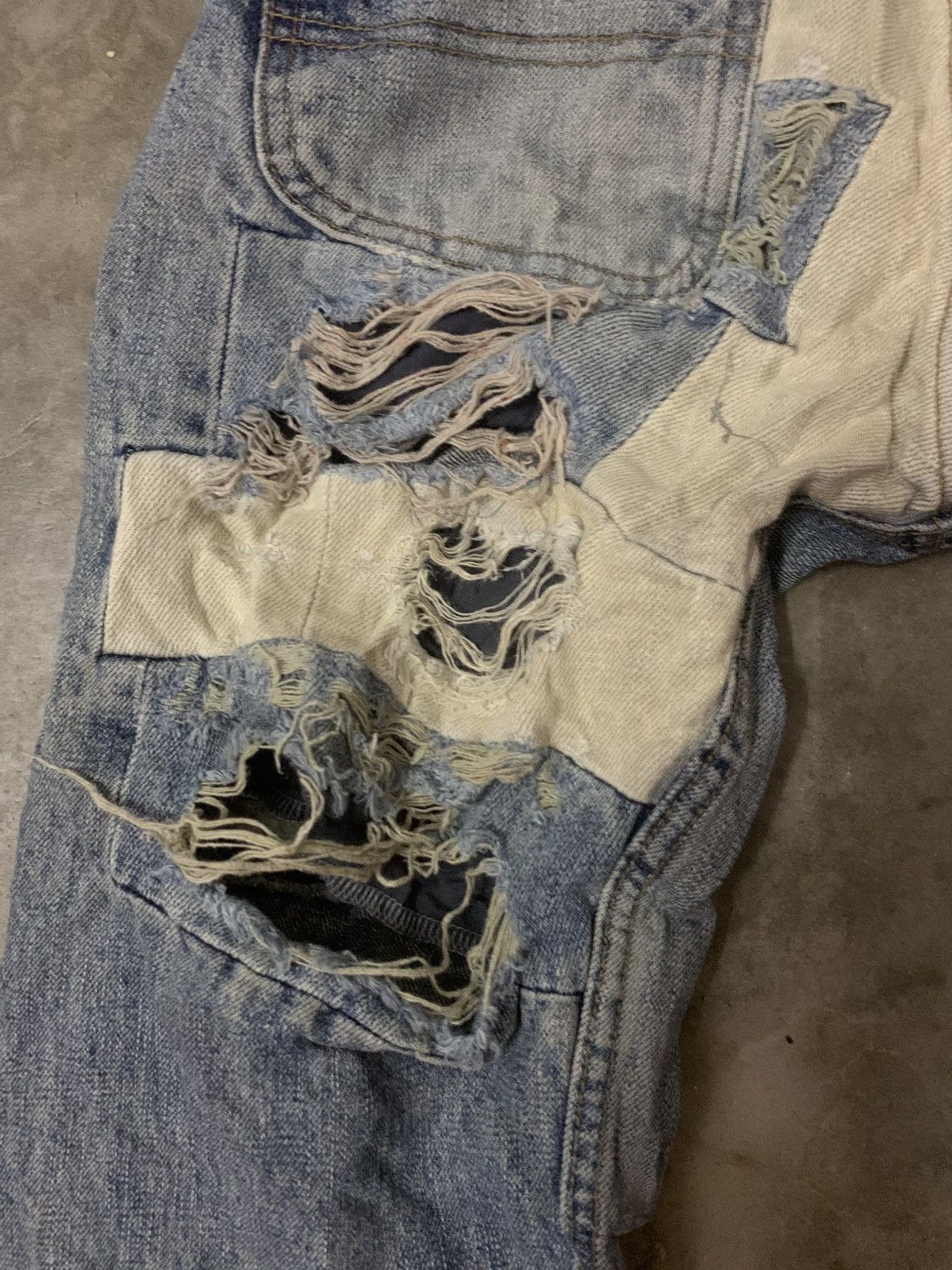 If Six Was Nine Ozone Rocks Distress Denim Patchworh Selvedge Jeans Size US 32 / EU 48 - 11 Thumbnail