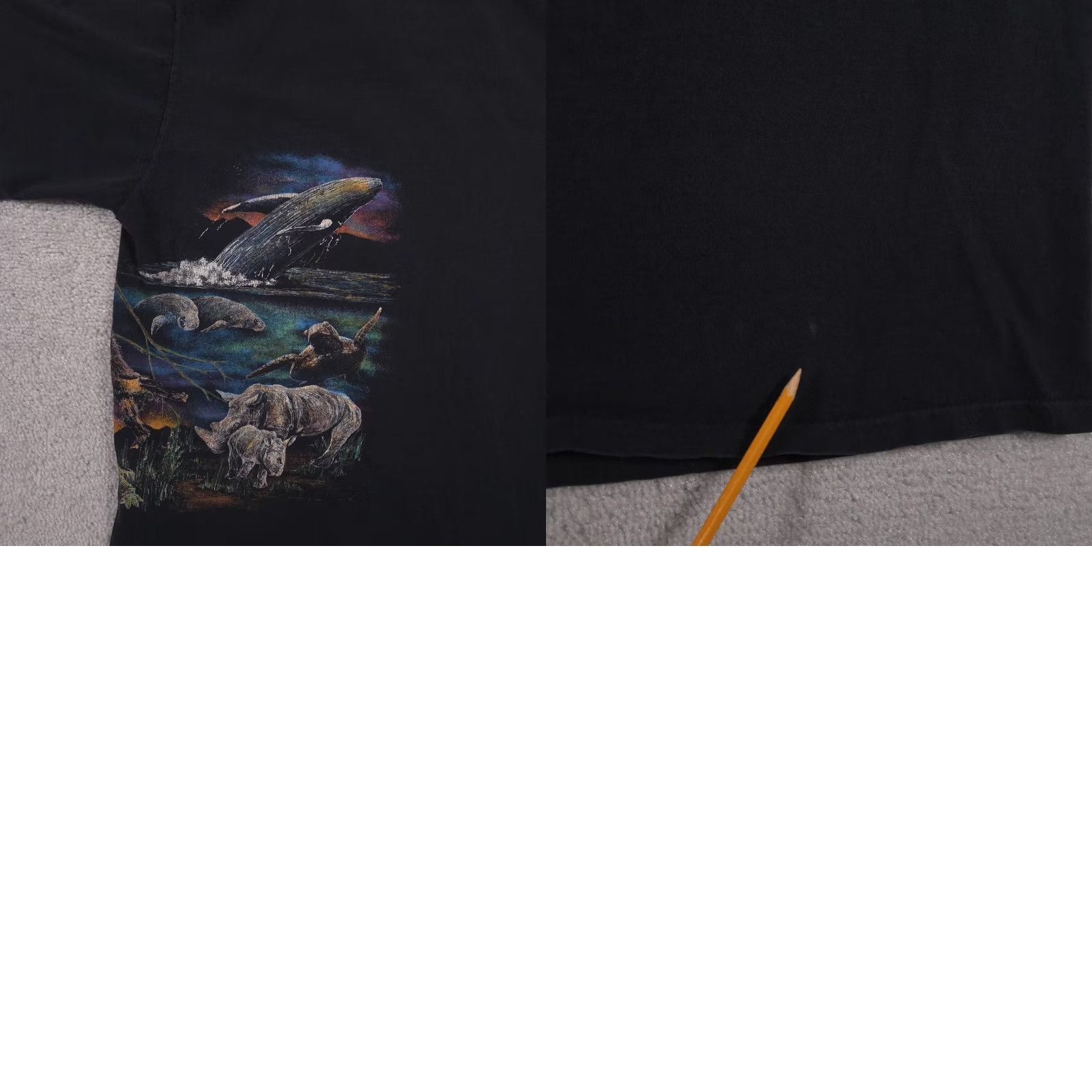 Elwood VINTAGE Hazelwood Wildlife Animals Shirt Mens L Black Made USA Double Sided 90s Size US L / EU 52-54 / 3 - 9 Thumbnail