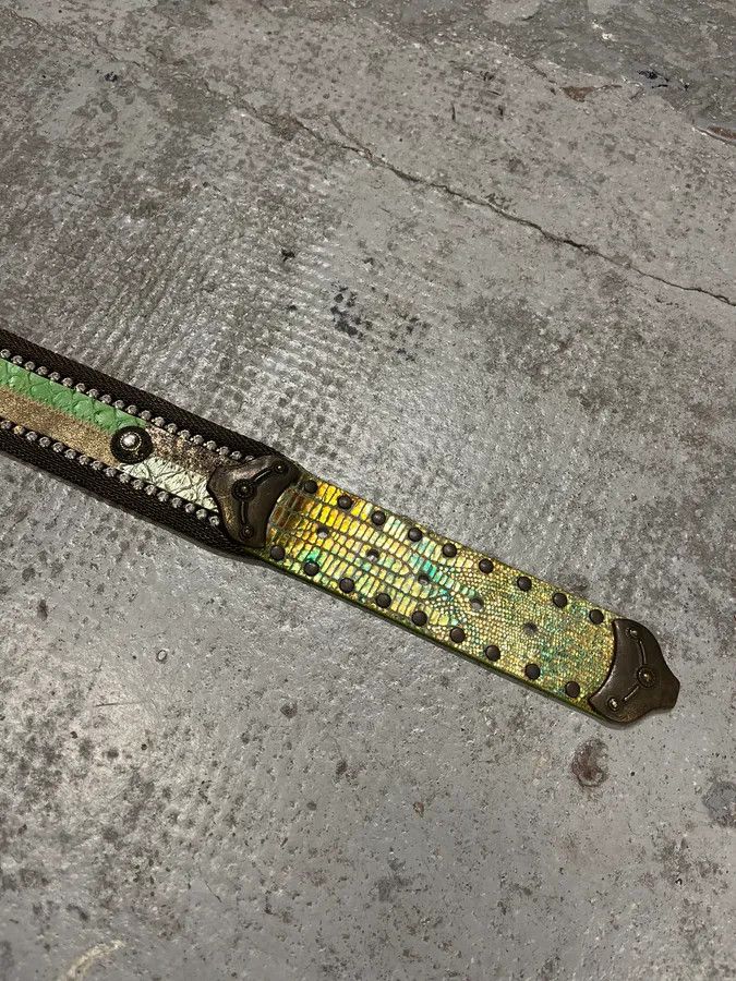 Vintage 2000s Nanni Metal Green Python Effect Embellished Belt Size ONE SIZE - 5 Thumbnail